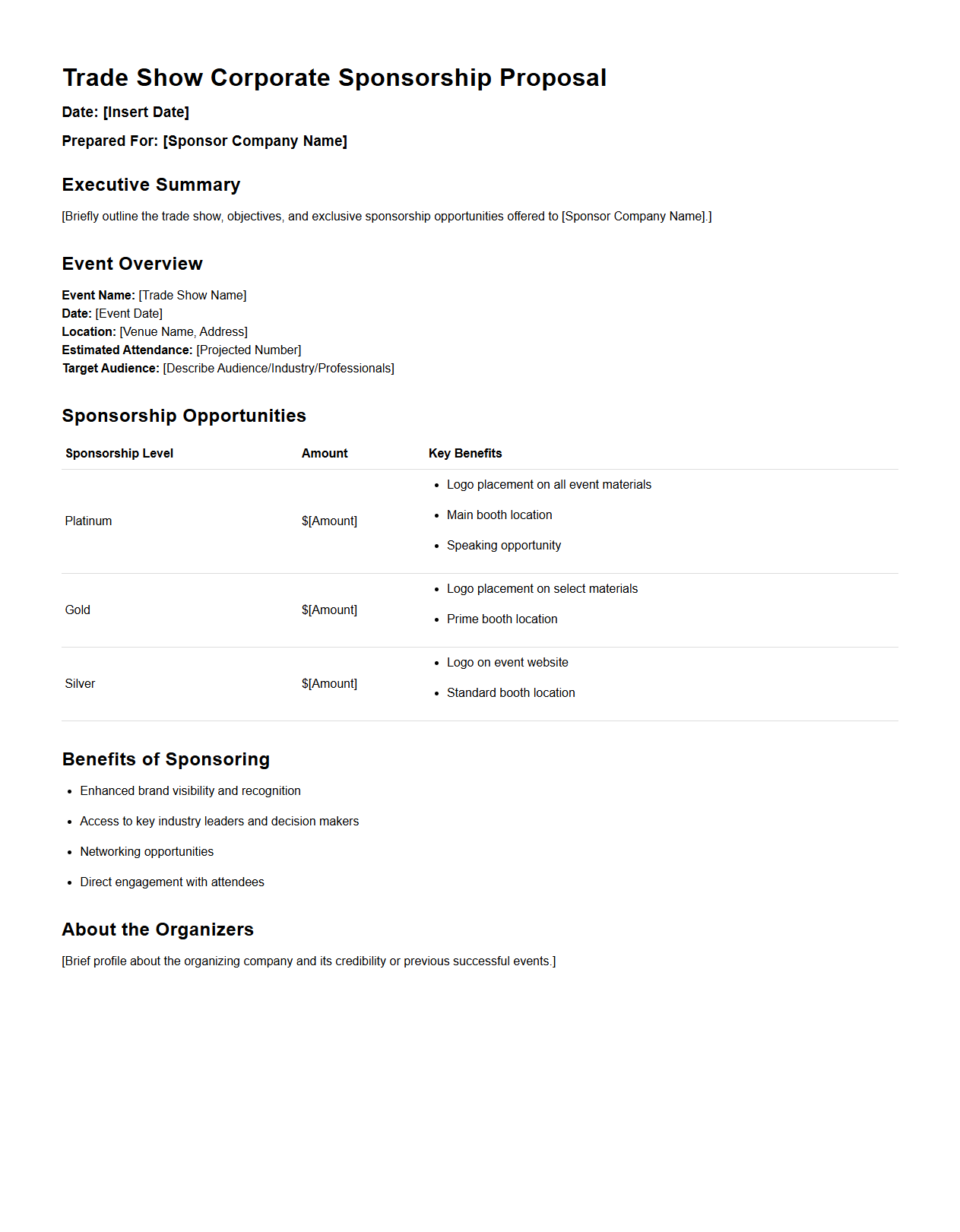 Trade Show Corporate Sponsorship Proposal