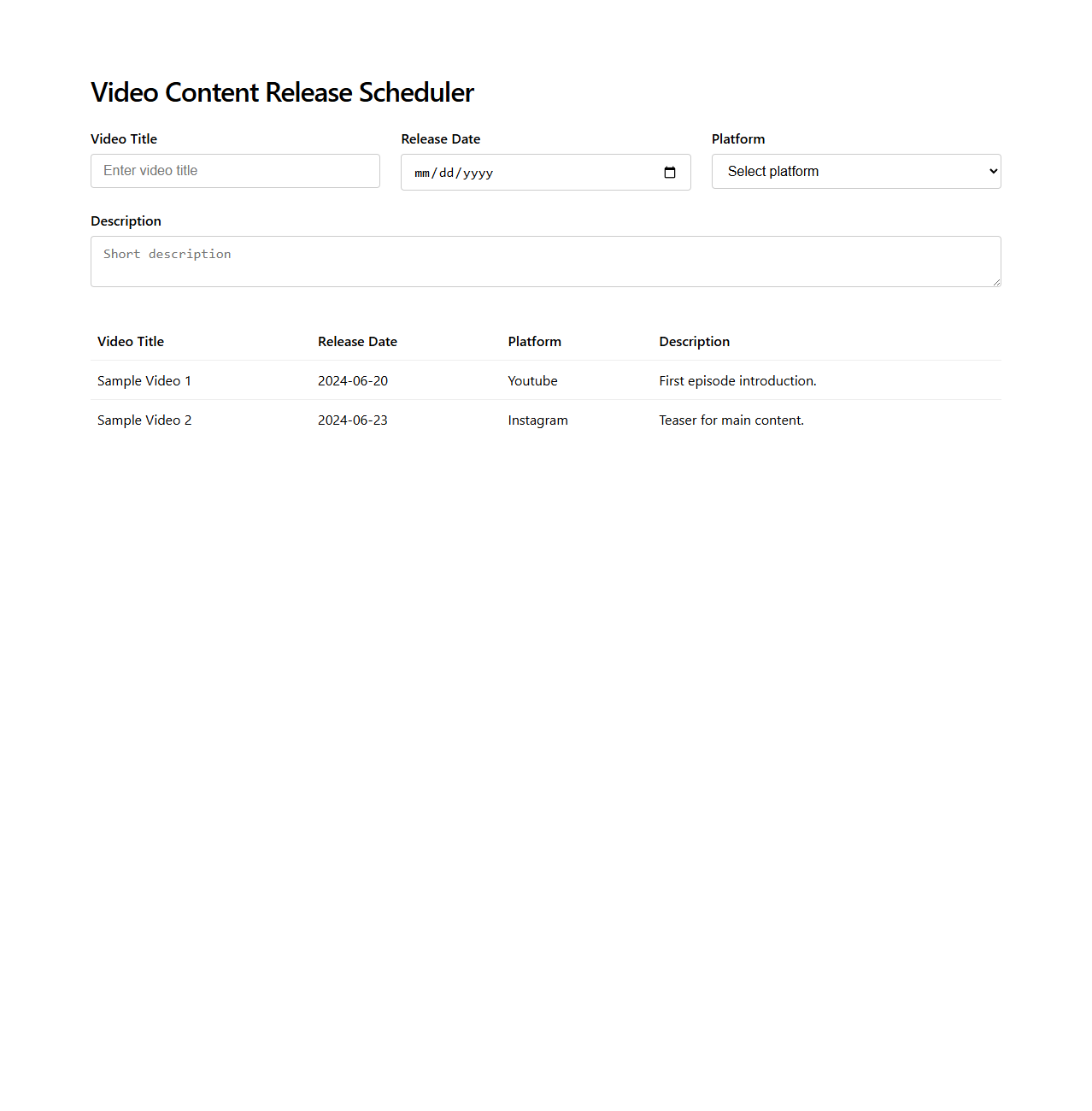 Video Content Release Scheduler