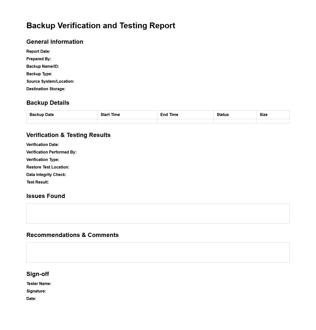 Backup Verification and Testing Report