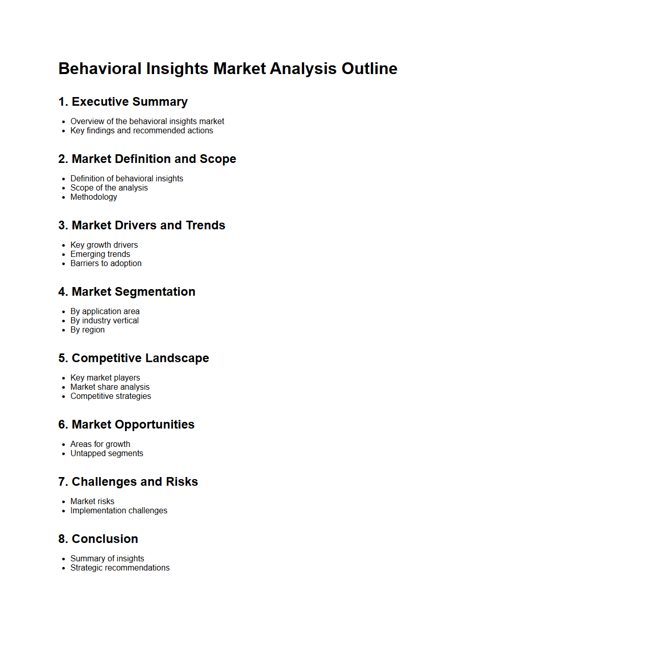 Behavioral Insights Market Analysis Outline