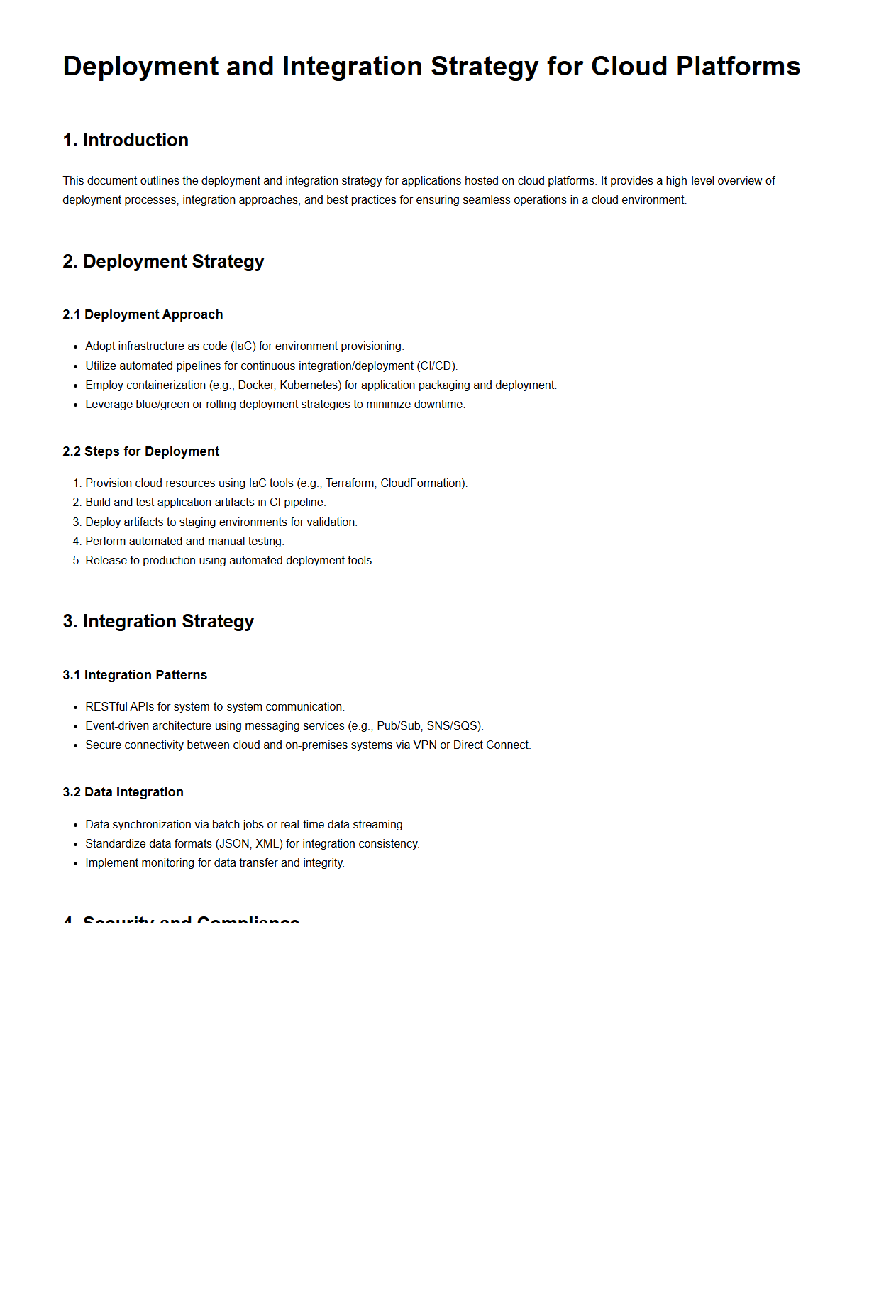 Deployment and Integration Strategy for Cloud Platforms