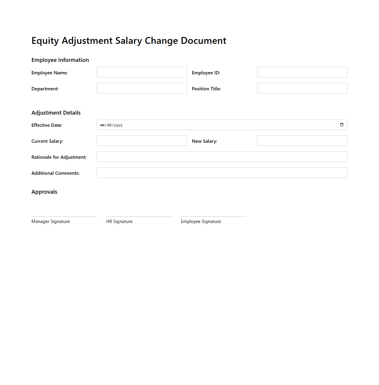 Equity Adjustment Salary Change Document