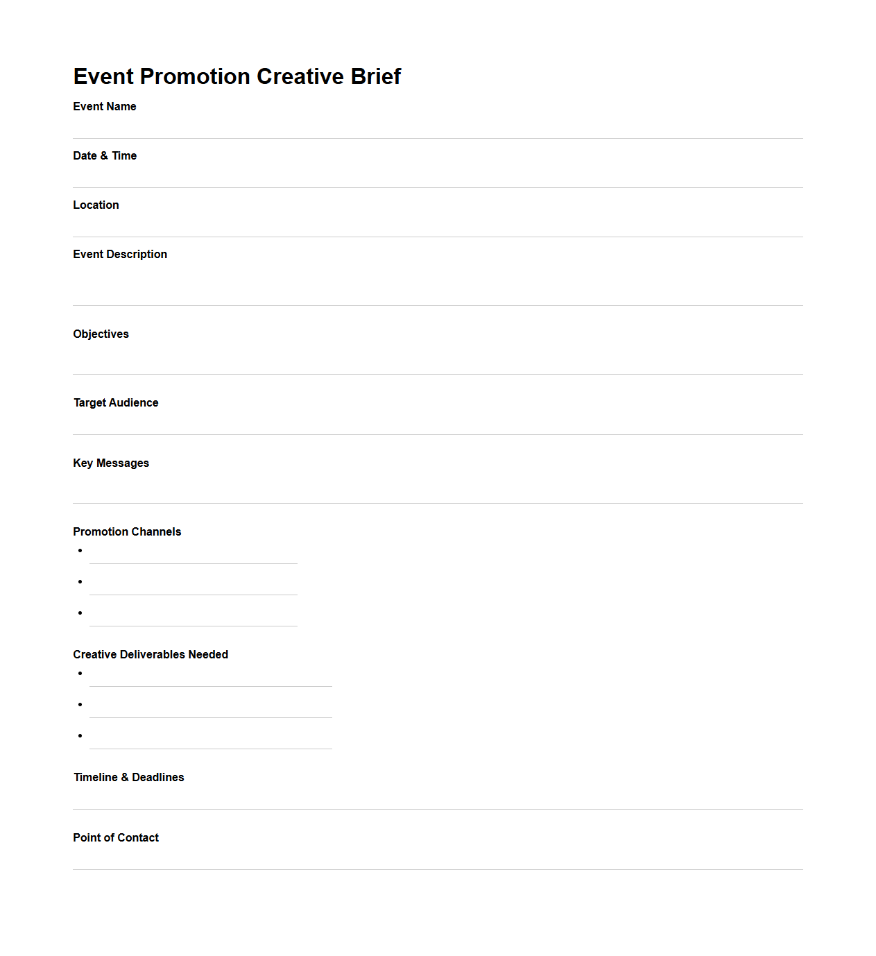 Event Promotion Creative Brief Document for Marketing Teams