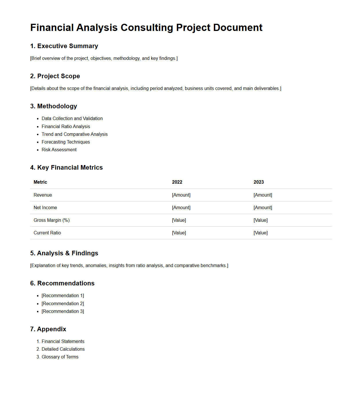 Financial Analysis Consulting Project Document
