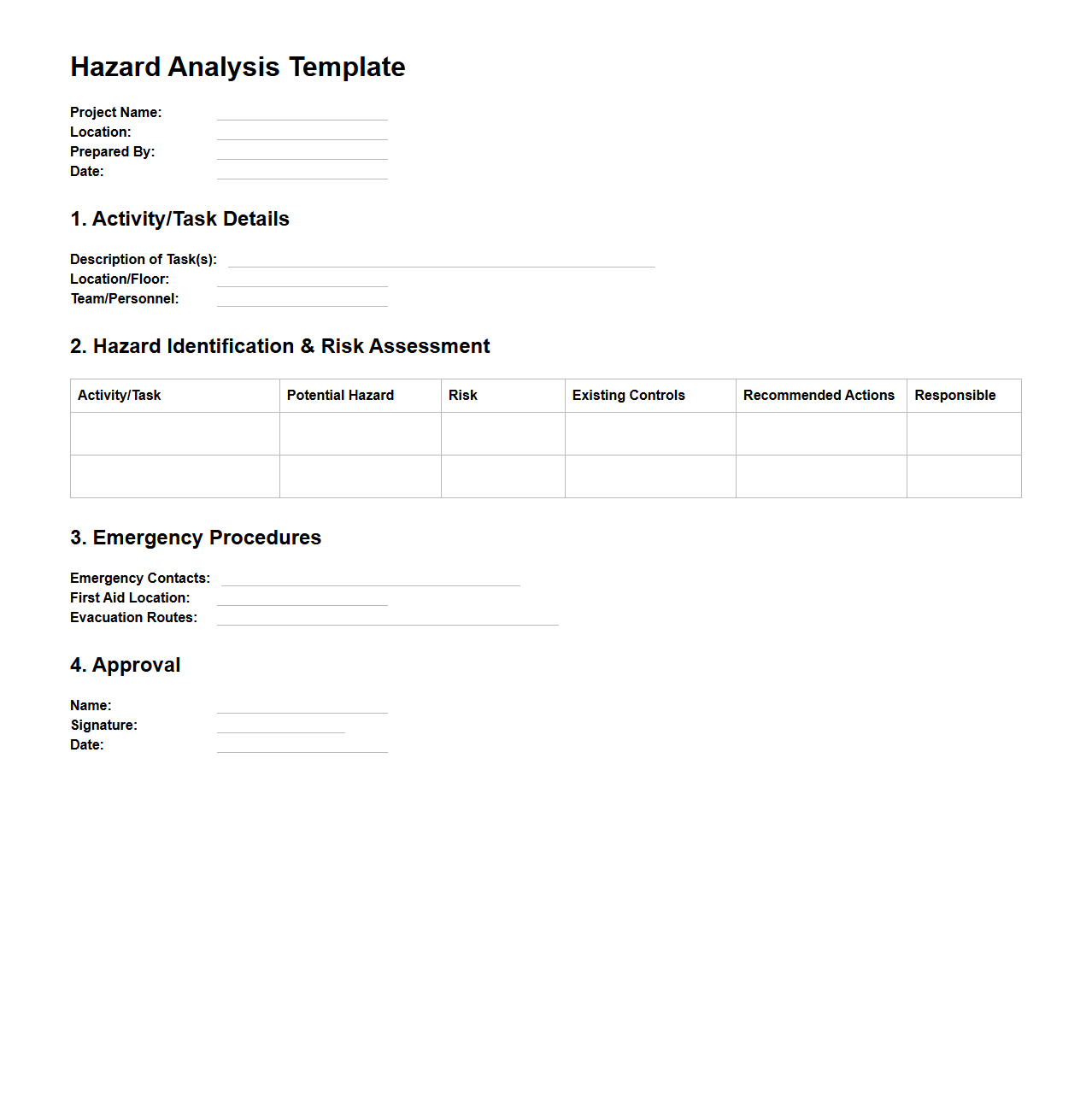 Hazard Analysis Template for Multi-Story Building Projects