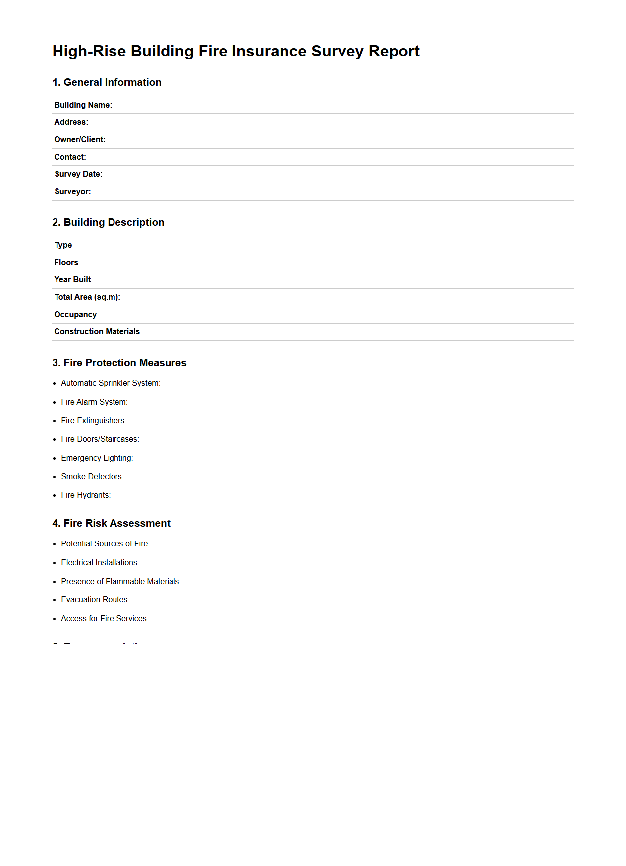 High-Rise Building Fire Insurance Survey Report Sample