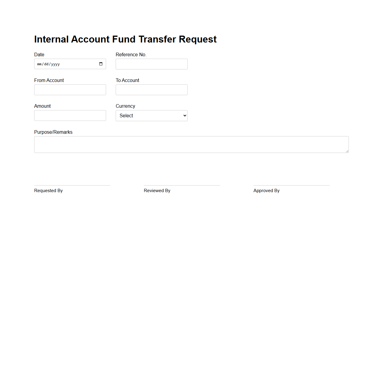 Internal Account Fund Transfer Request