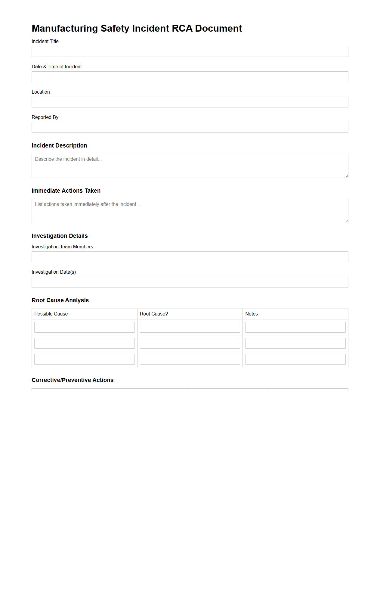 Manufacturing Safety Incident RCA Document