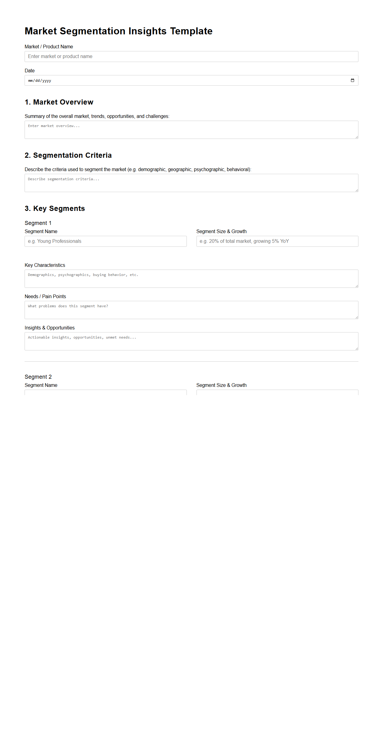 Market Segmentation Insights Template