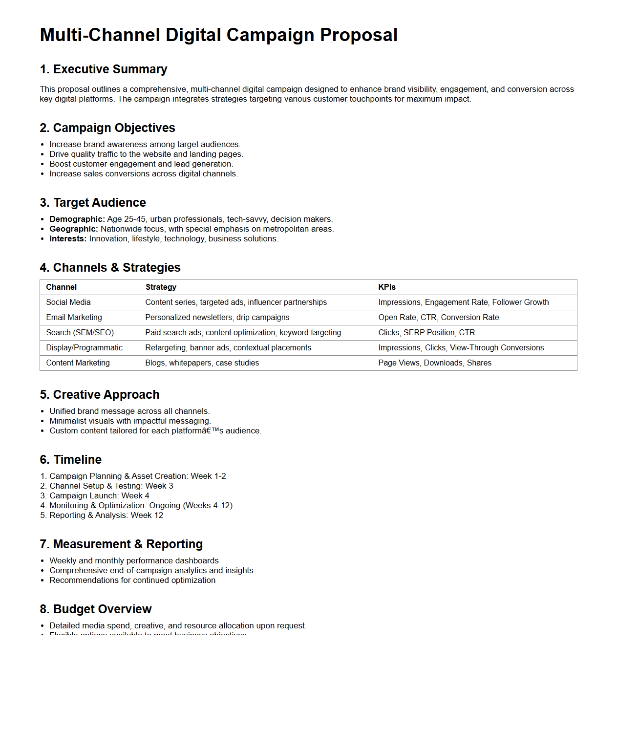 Multi-Channel Digital Campaign Proposal