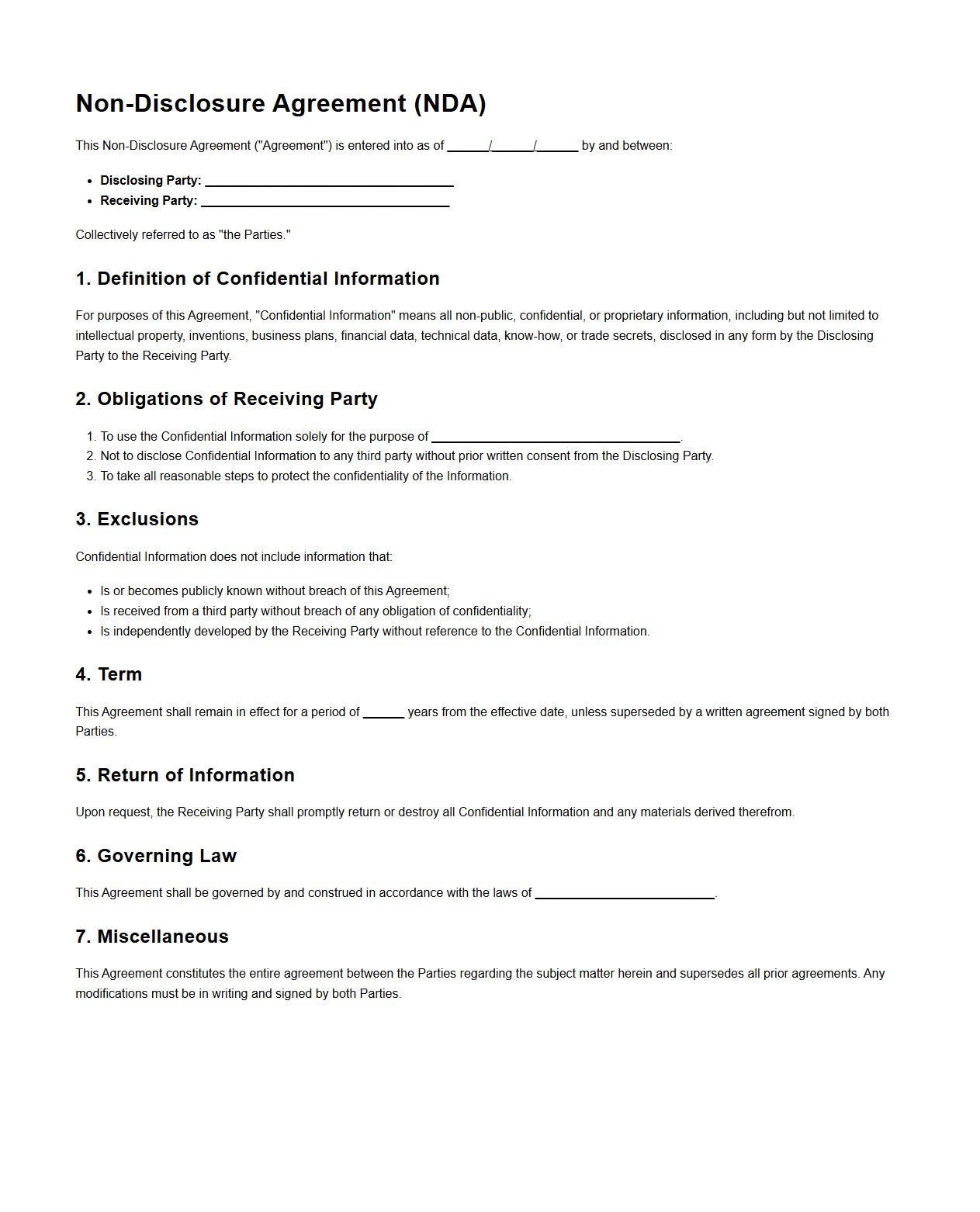 Non-Disclosure Agreement for Intellectual Property Protection