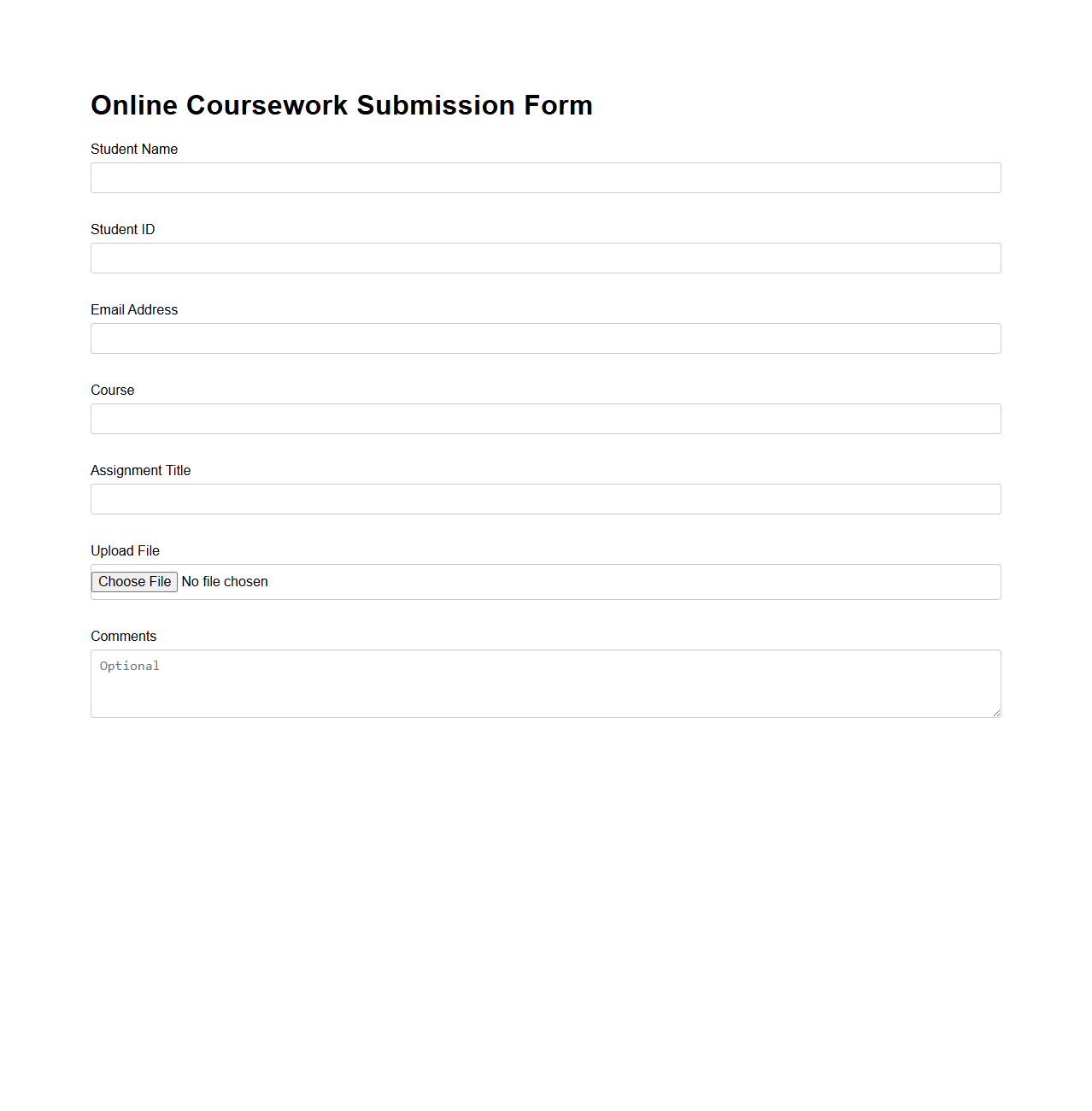 Online Coursework Submission Form