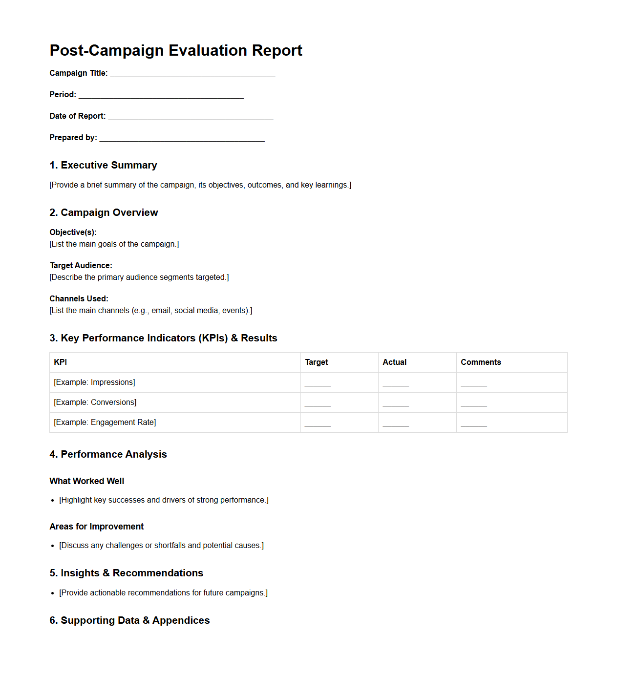 Post-Campaign Evaluation Report Document Sample