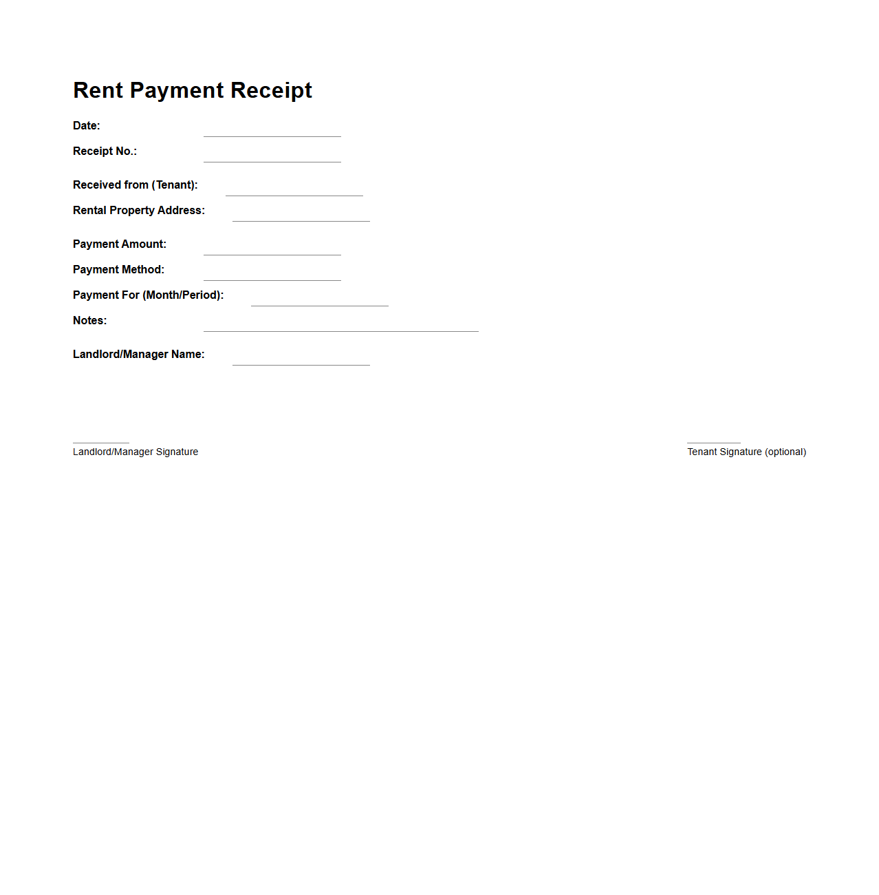 Rent Payment Receipt Example for Landlords