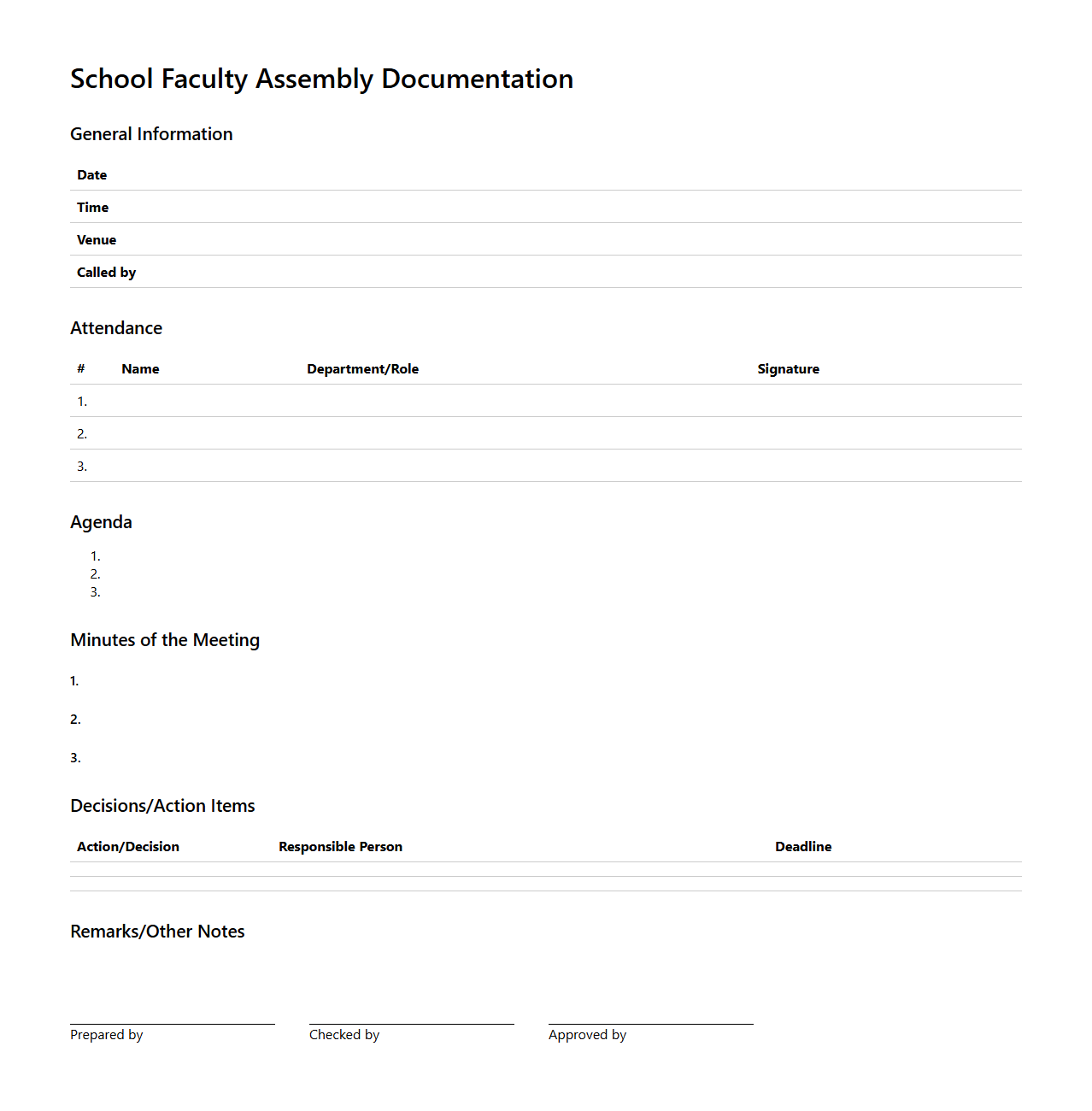 School Faculty Assembly Documentation