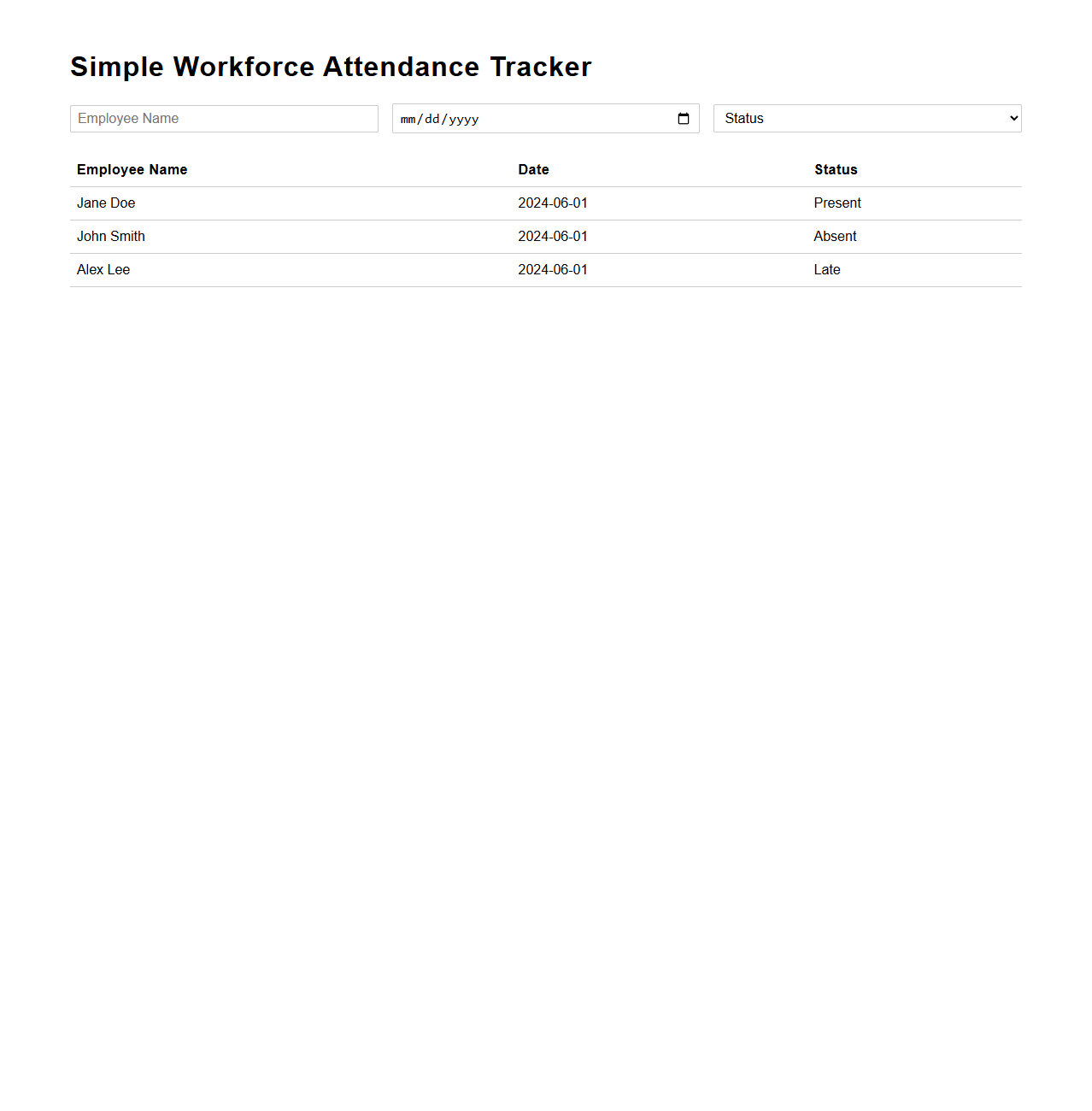 Simple Workforce Attendance Tracker