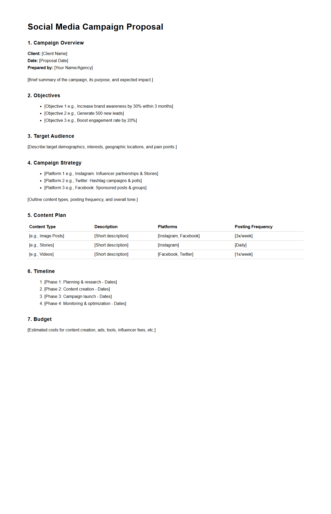 Social Media Campaign Proposal Template
