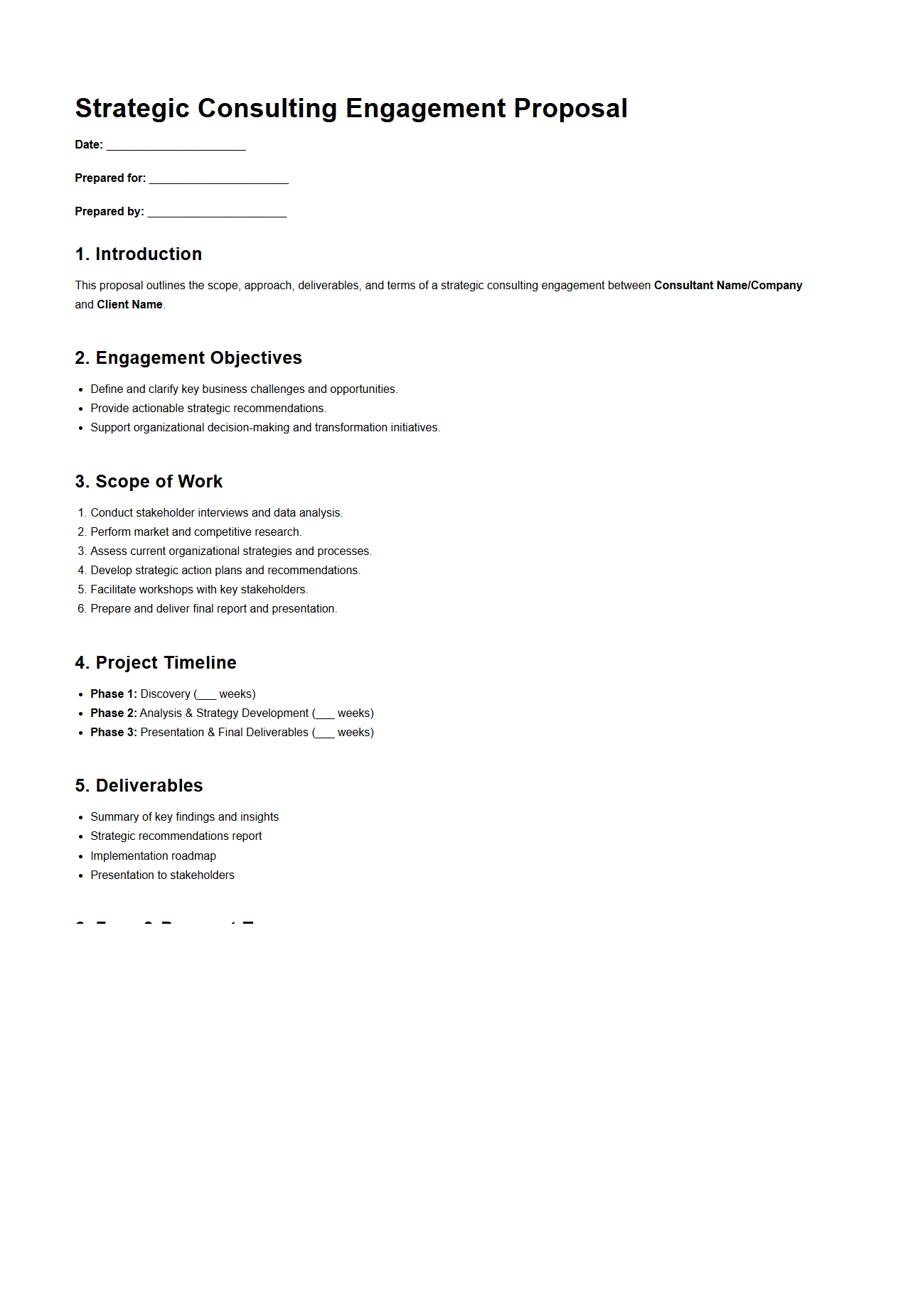 Strategic Consulting Engagement Proposal Document