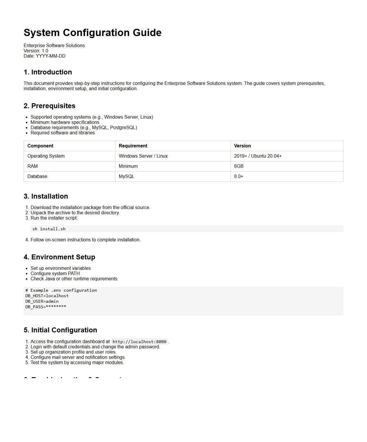 System Configuration Guide for Enterprise Software Solutions