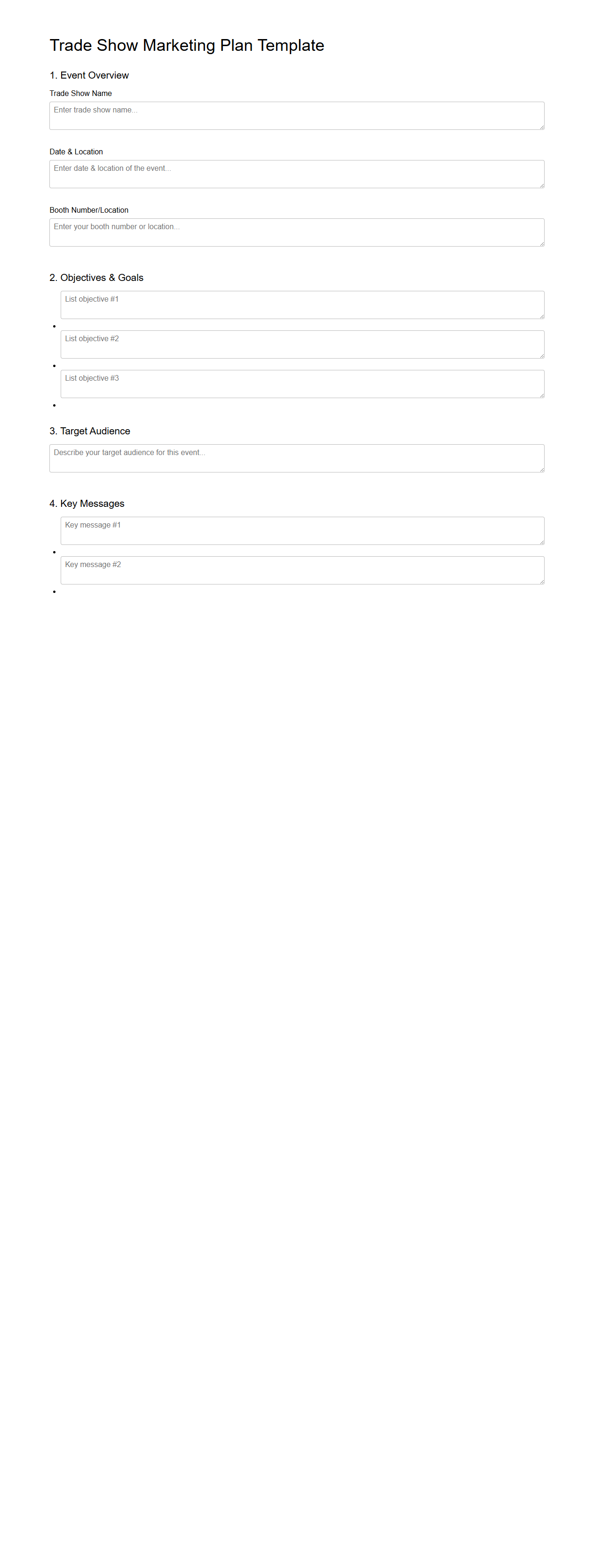 Trade Show Marketing Plan Template