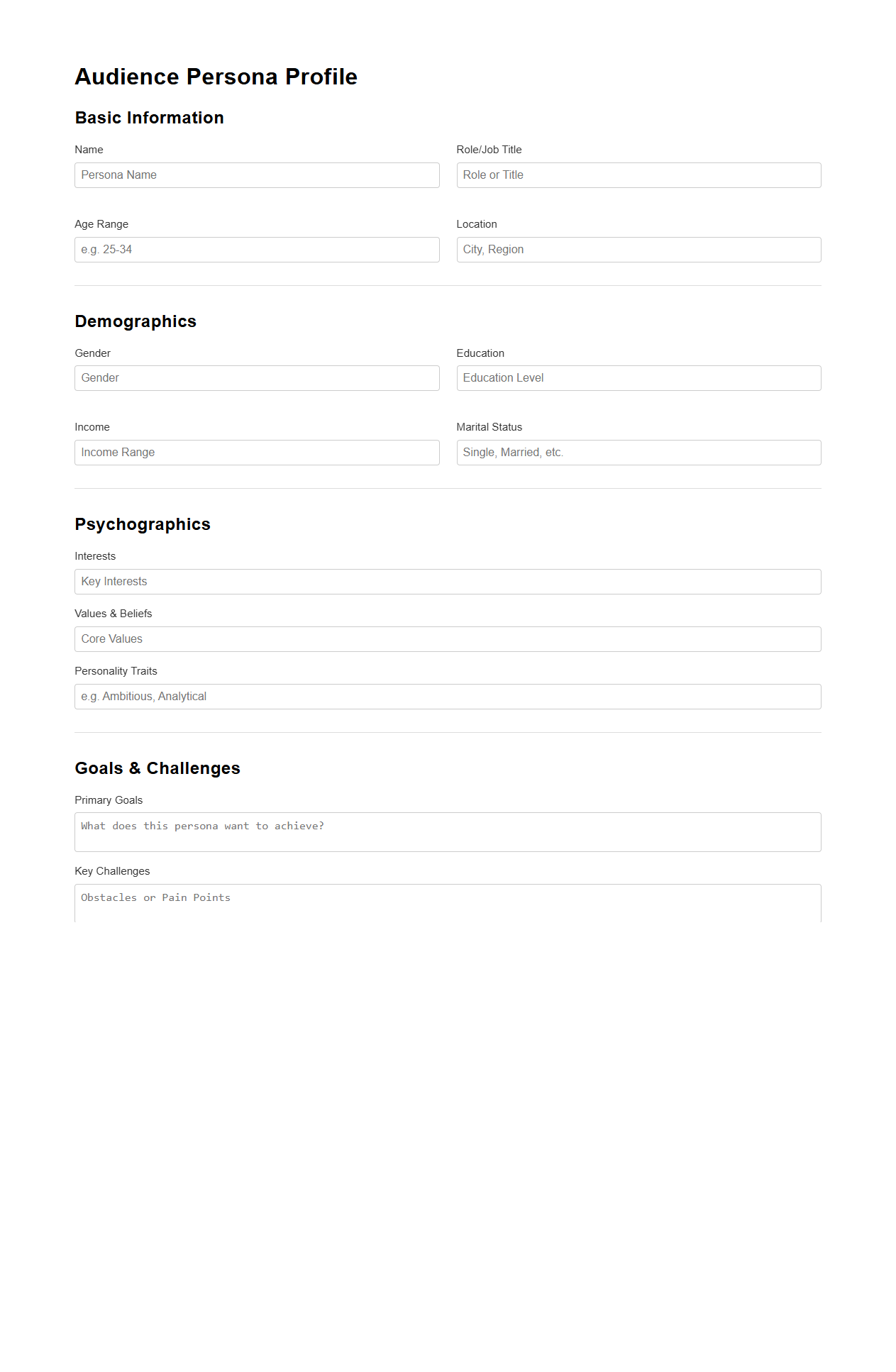 Audience Persona Profile for Campaign Planning
