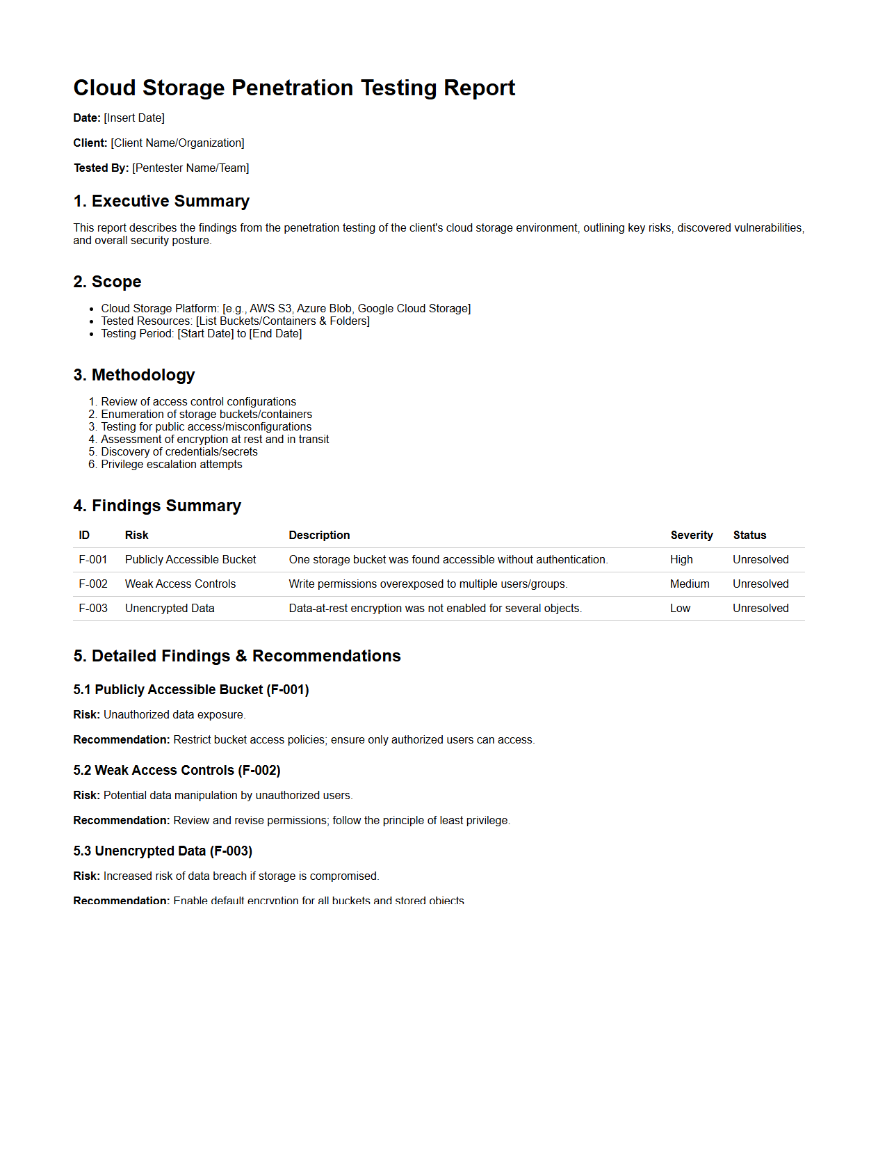 Cloud Storage Penetration Testing Report Sample