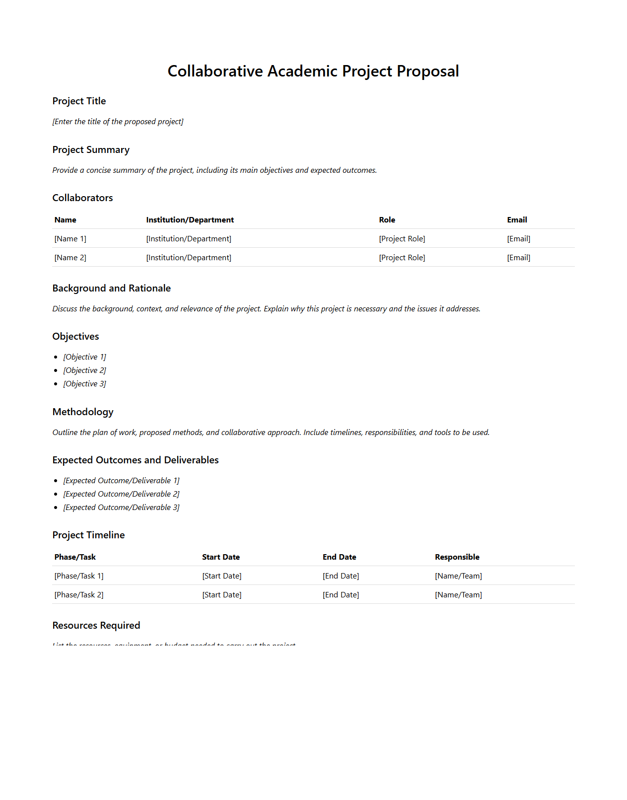 Collaborative Academic Project Proposal Sample
