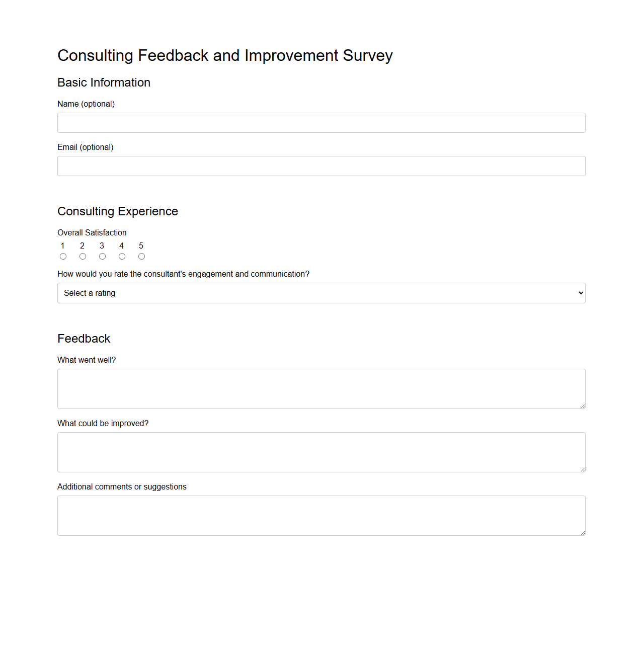 Consulting Feedback and Improvement Survey