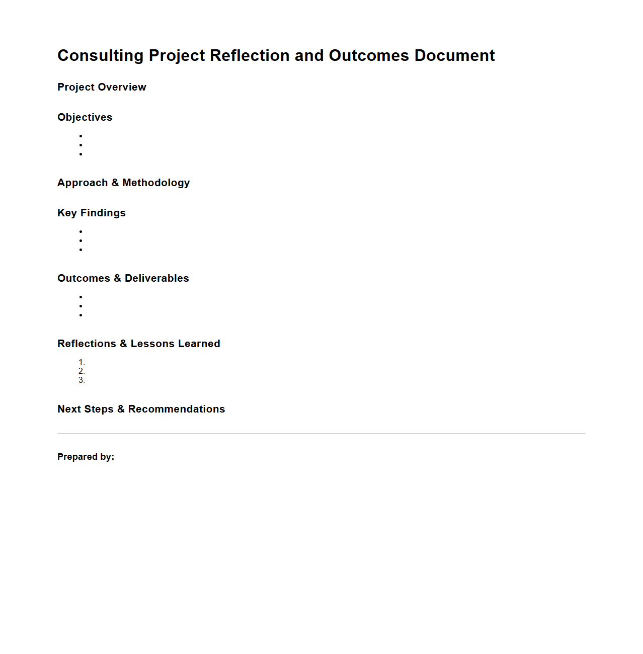 Consulting Project Reflection and Outcomes Document