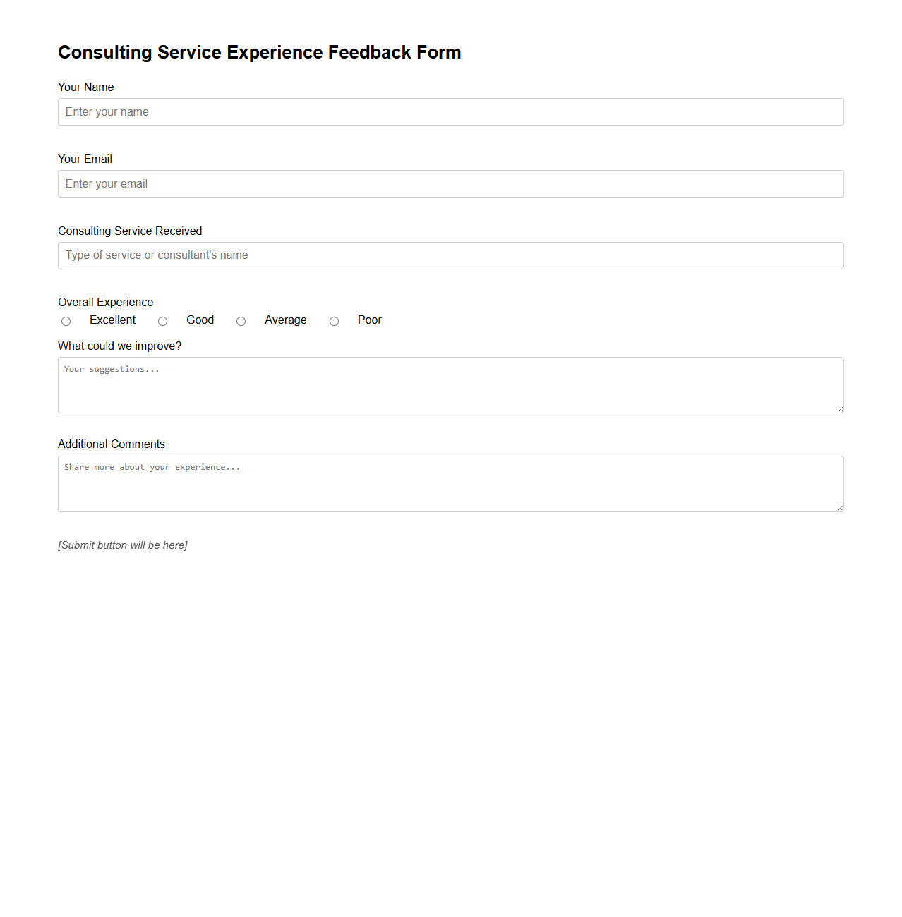 Consulting Service Experience Feedback Form