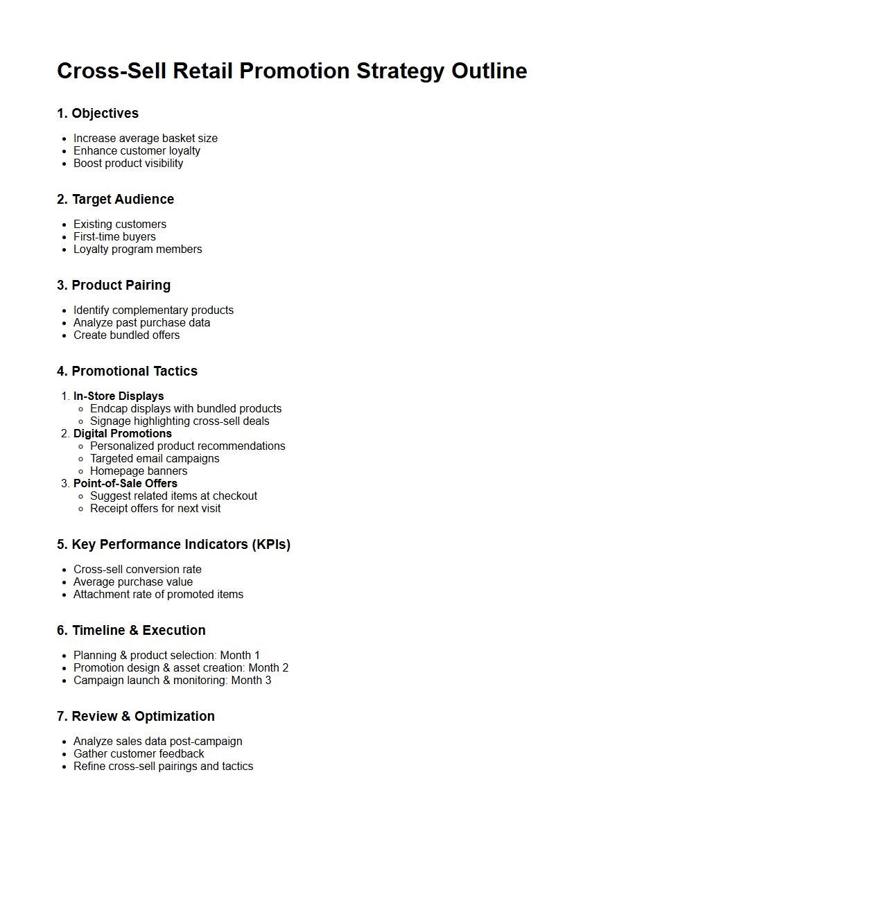Cross-Sell Retail Promotion Strategy Outline