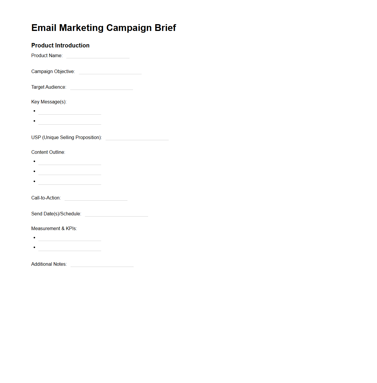 Email Marketing Campaign Brief for Product Introduction