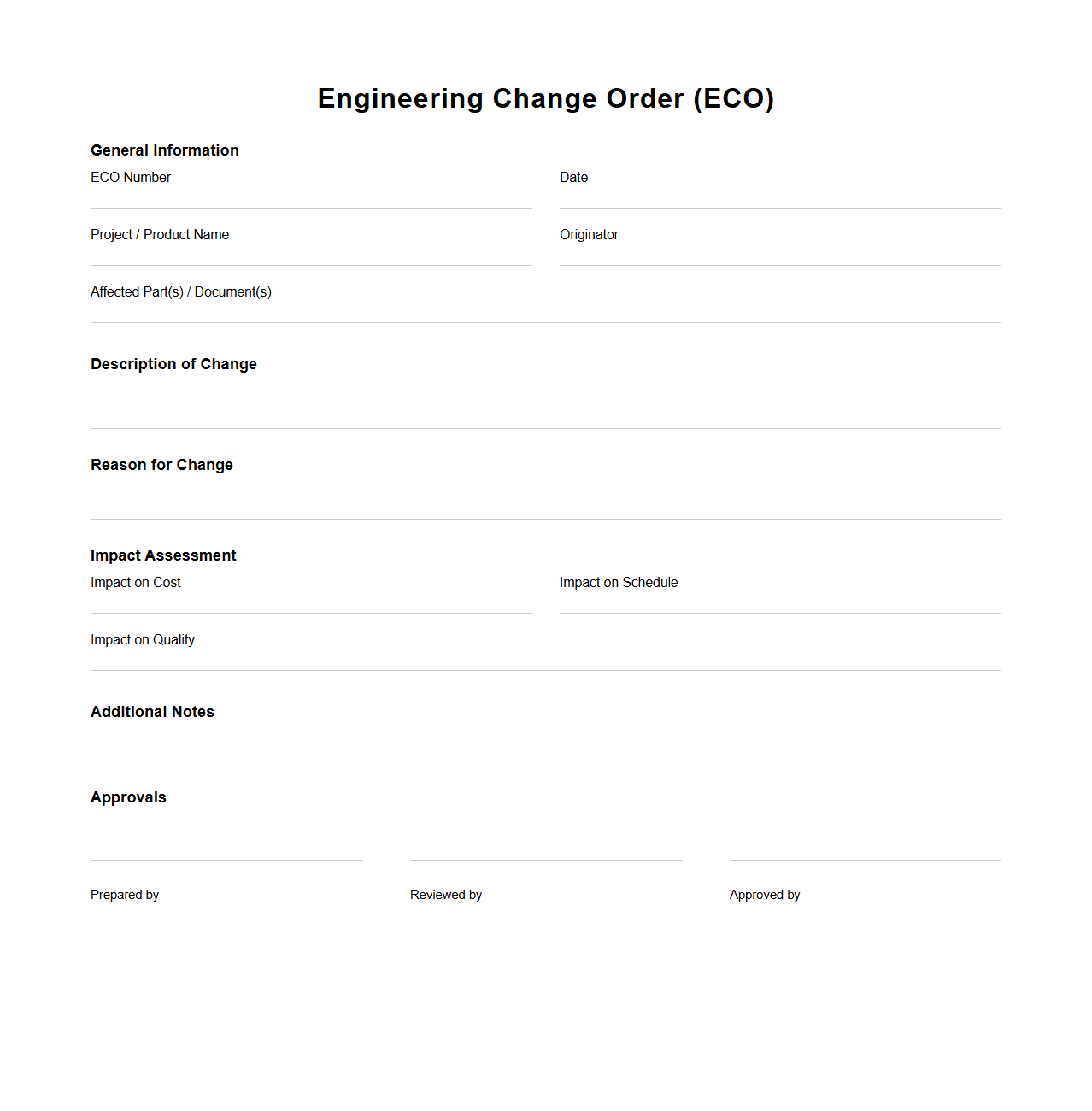 Engineering Change Order Document Example