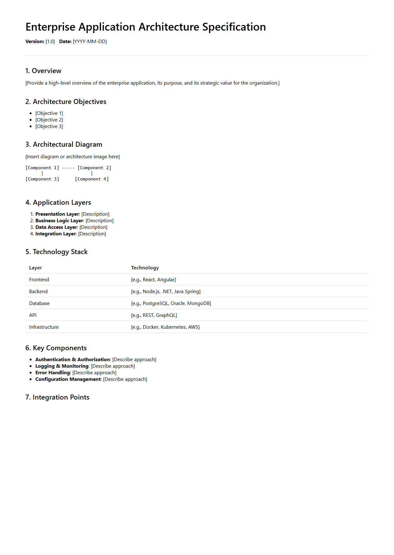 Enterprise Application Architecture Specification