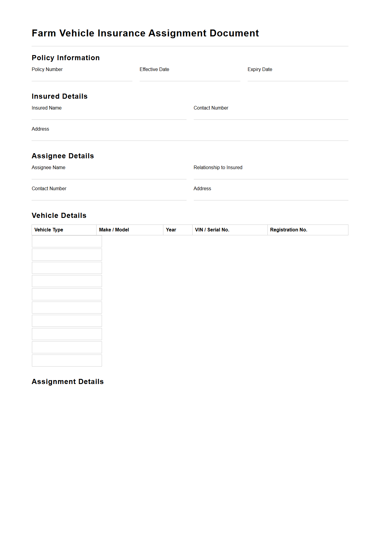 Farm Vehicle Insurance Assignment Document