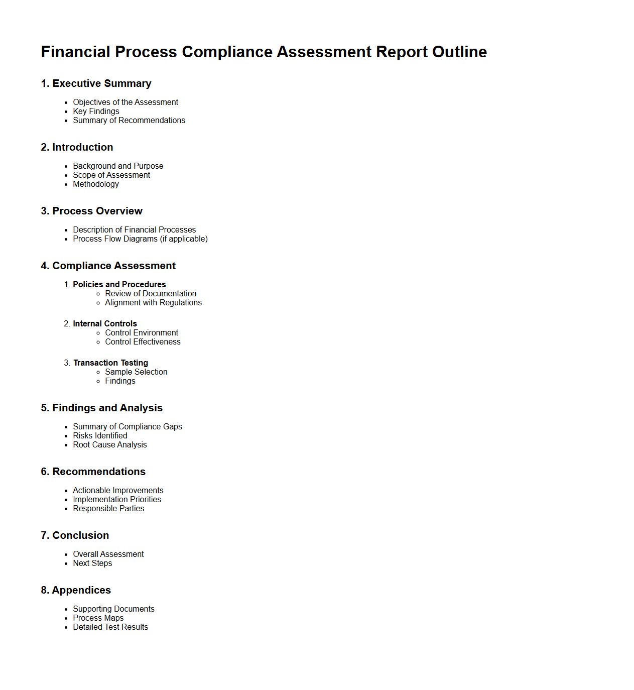Financial Process Compliance Assessment Report Outline