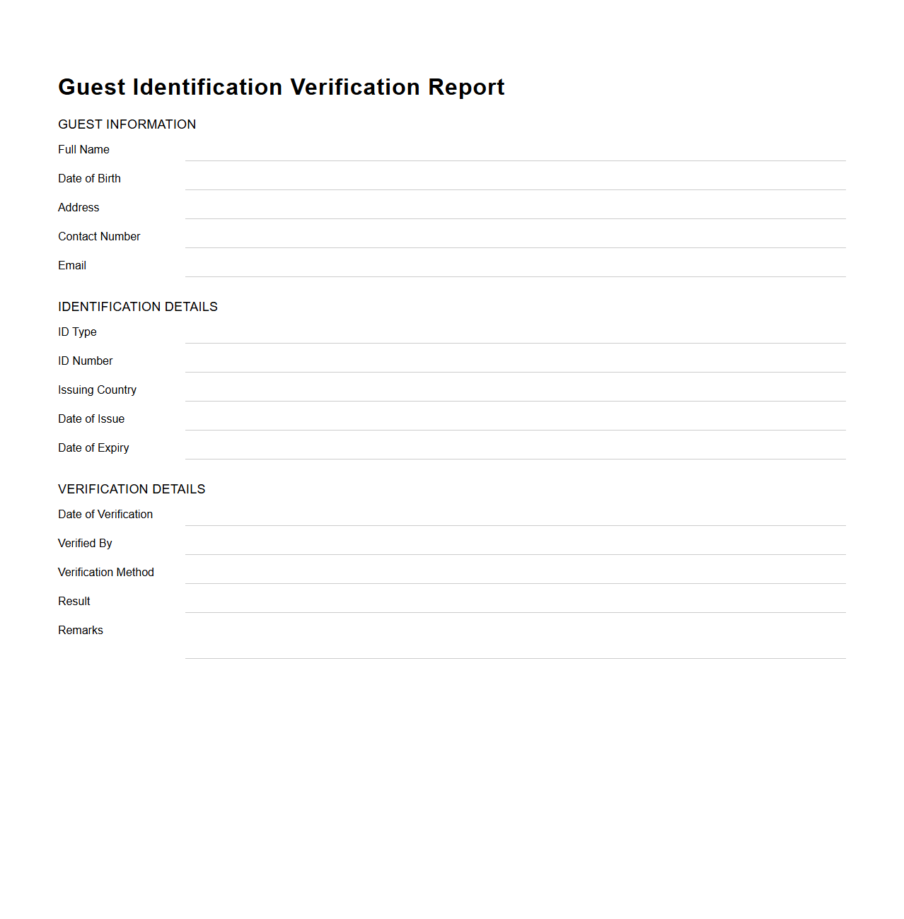 Guest Identification Verification Report