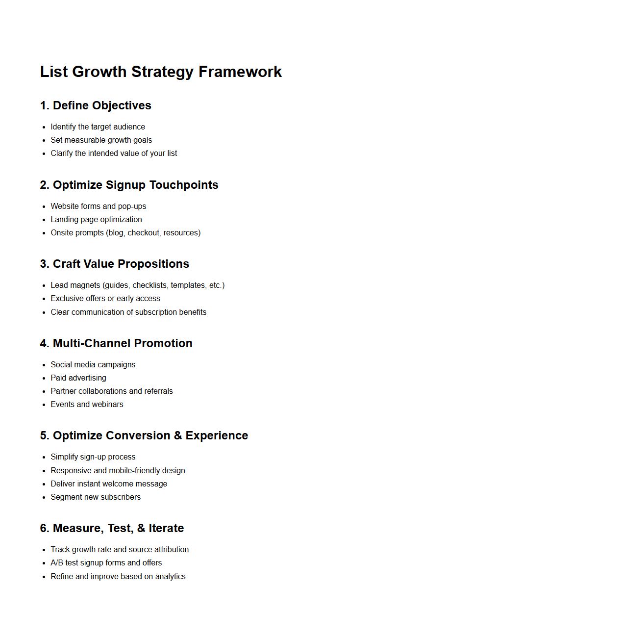 List Growth Strategy Framework