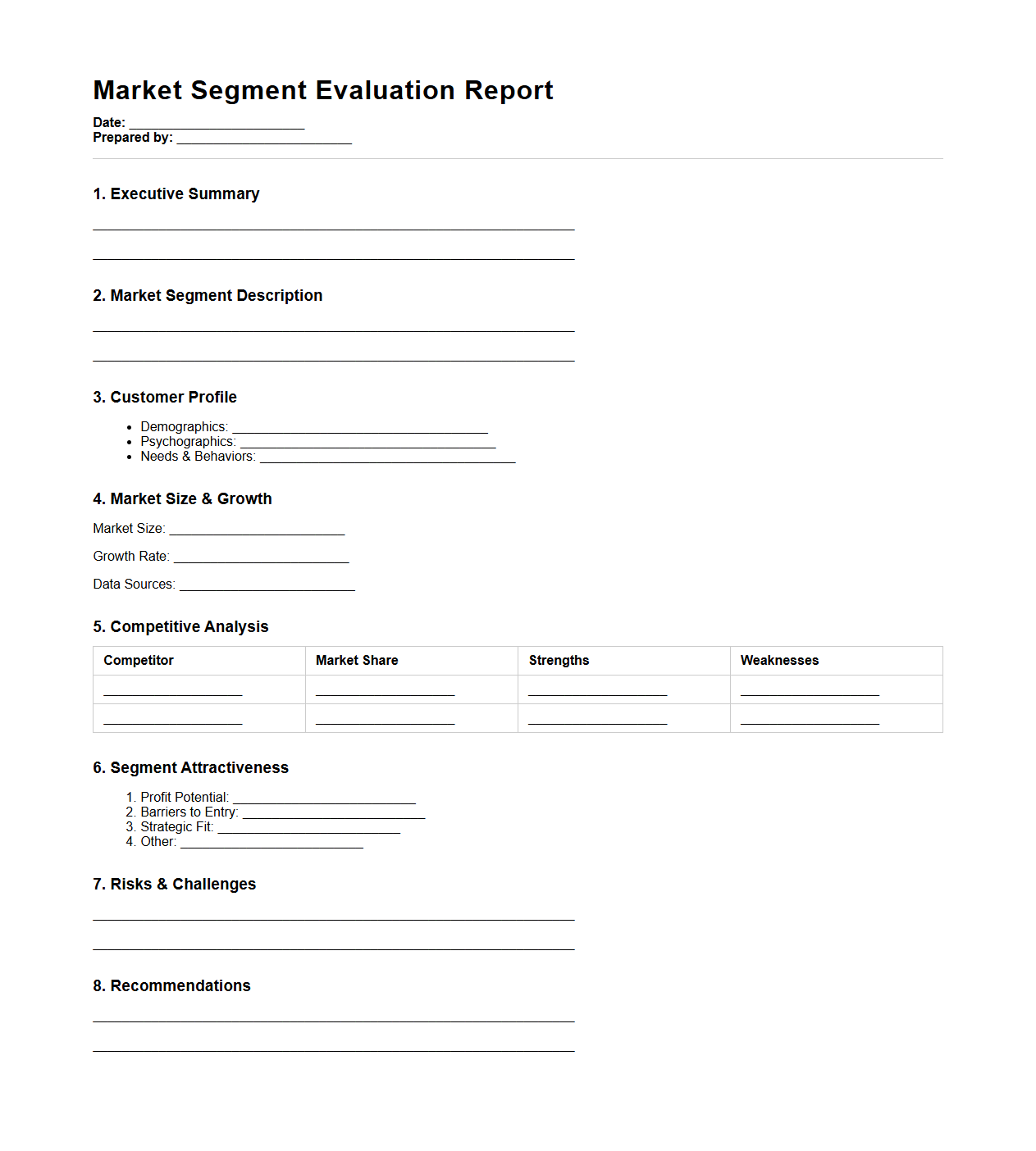 Market Segment Evaluation Report