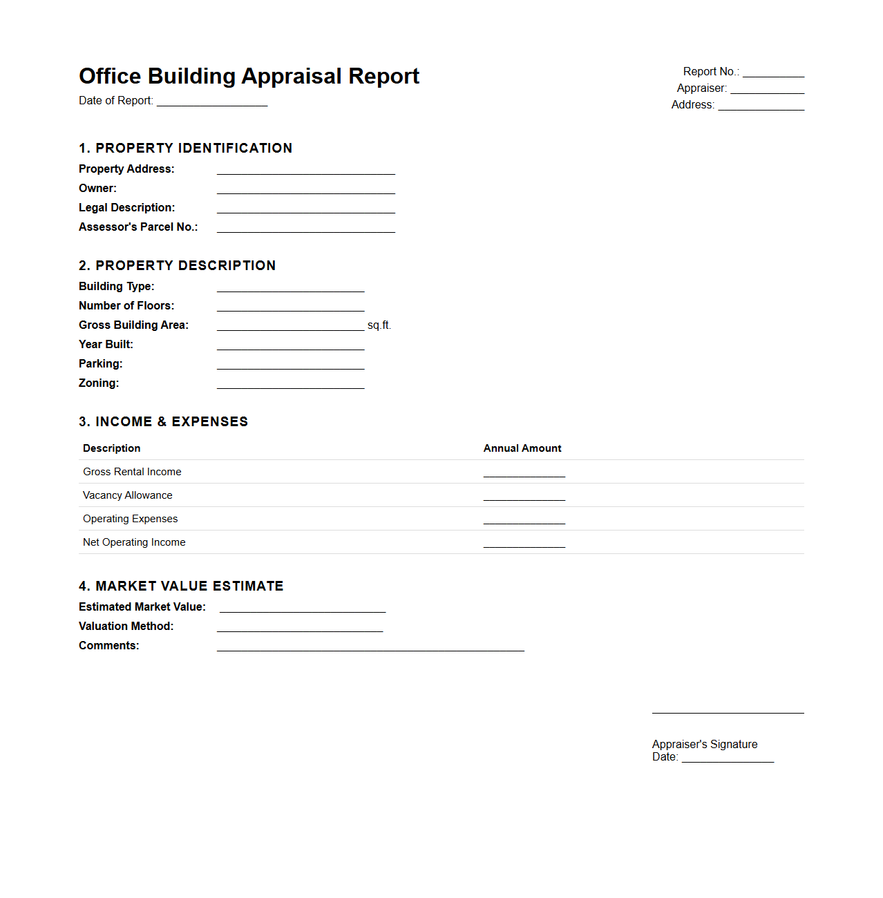Office Building Appraisal Report Layout