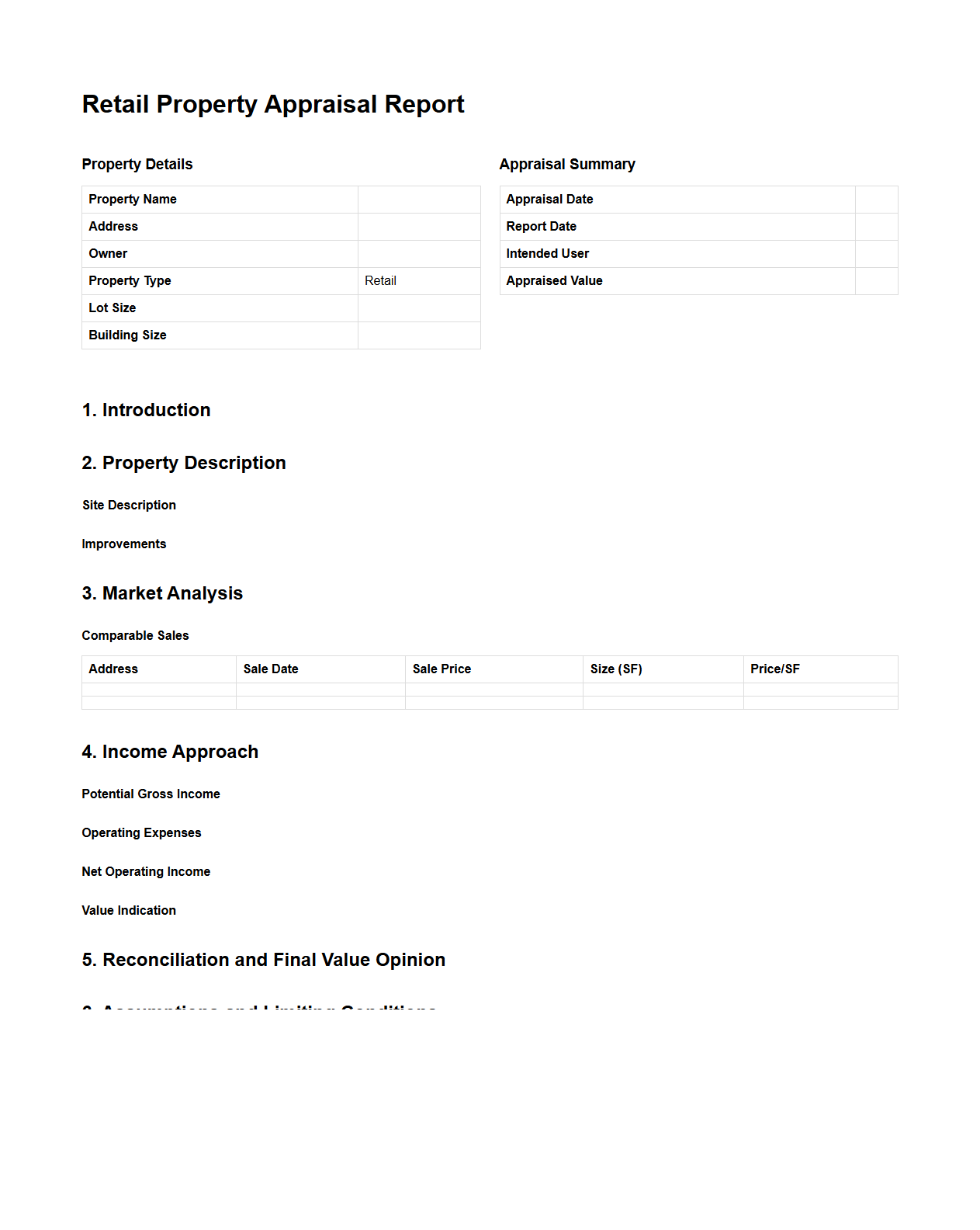 Retail Property Appraisal Report Sample
