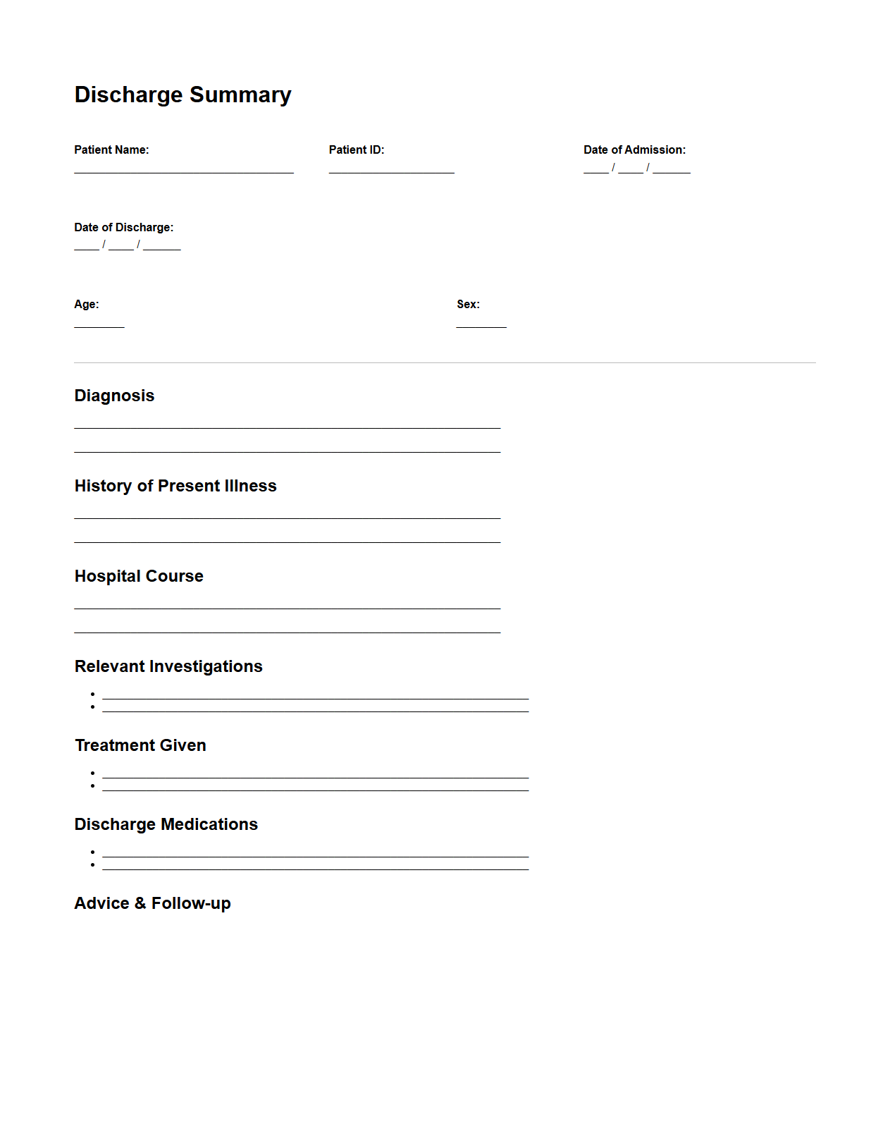 Sample Discharge Summary for Acute Medical Episode
