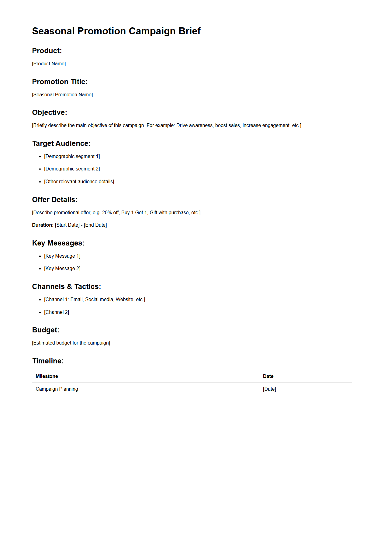 Seasonal Promotion Campaign Brief for Product Boost