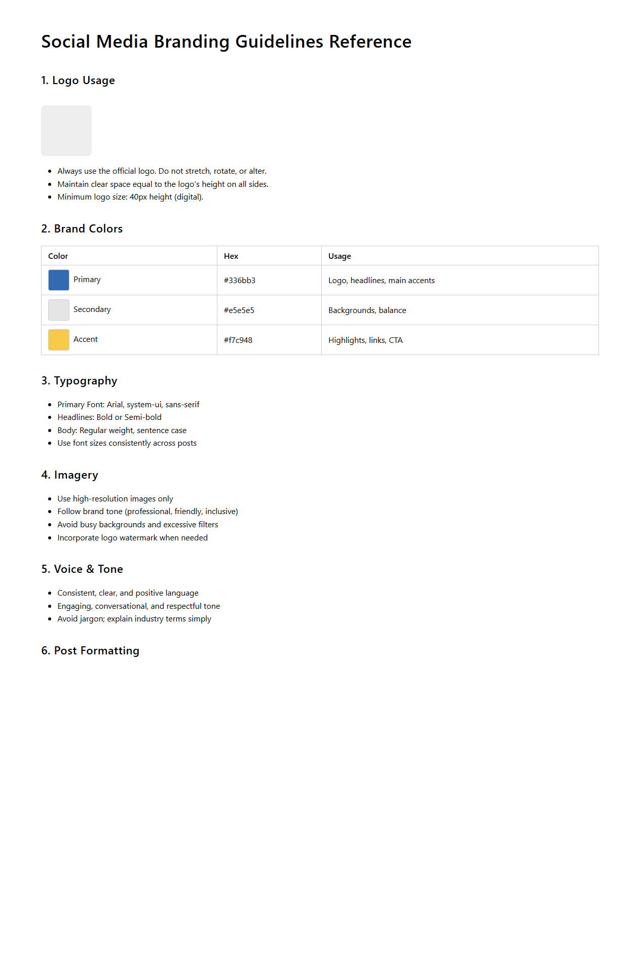 Social Media Branding Guidelines Reference