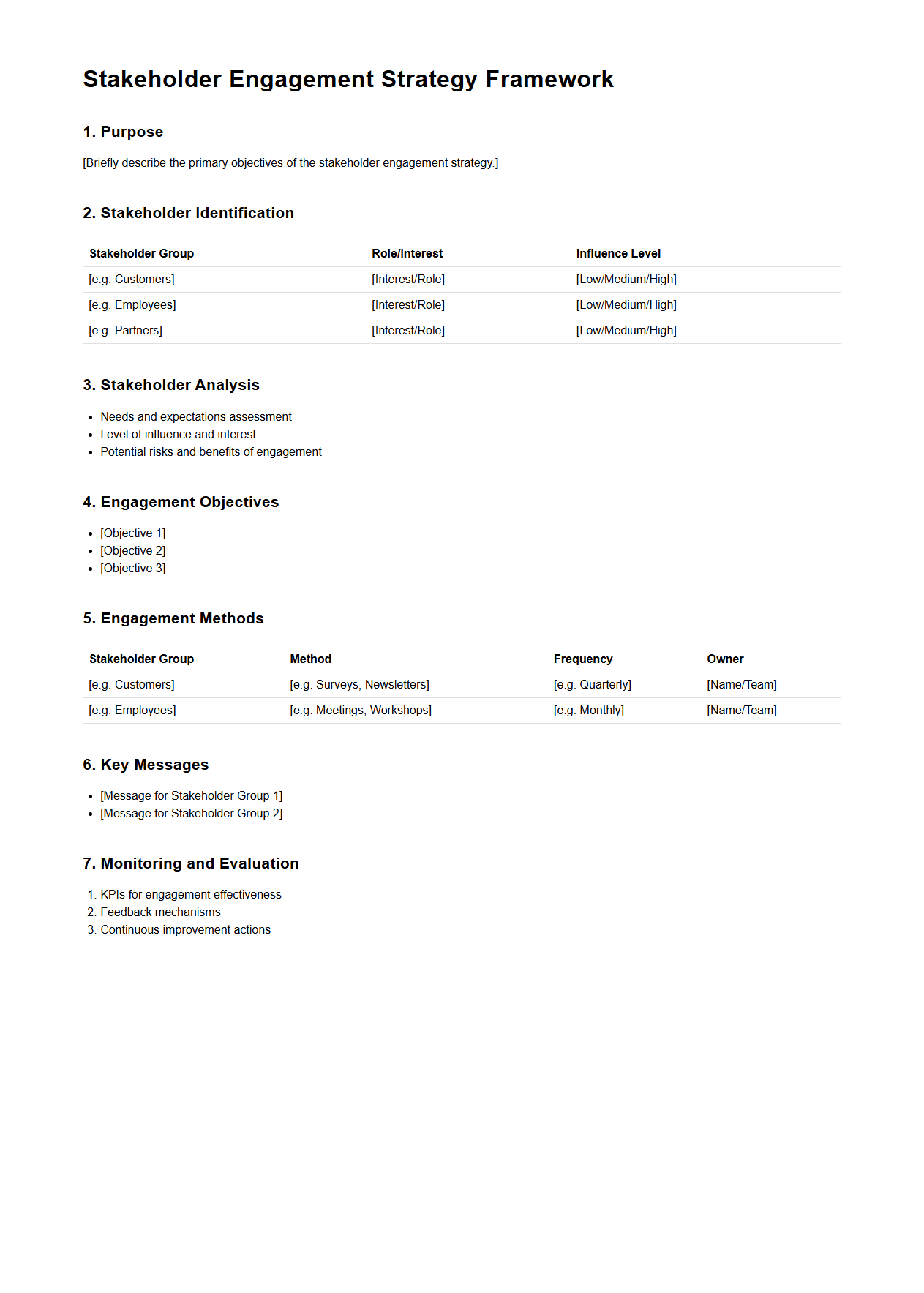 Stakeholder Engagement Strategy Framework