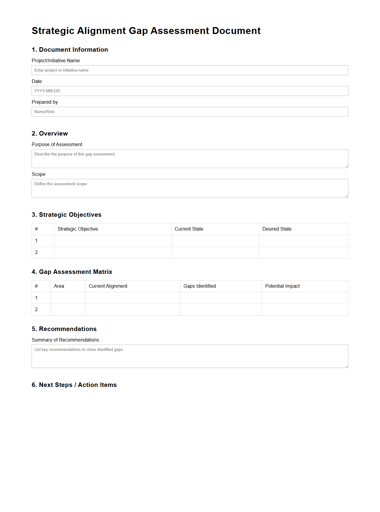 Strategic Alignment Gap Assessment Document