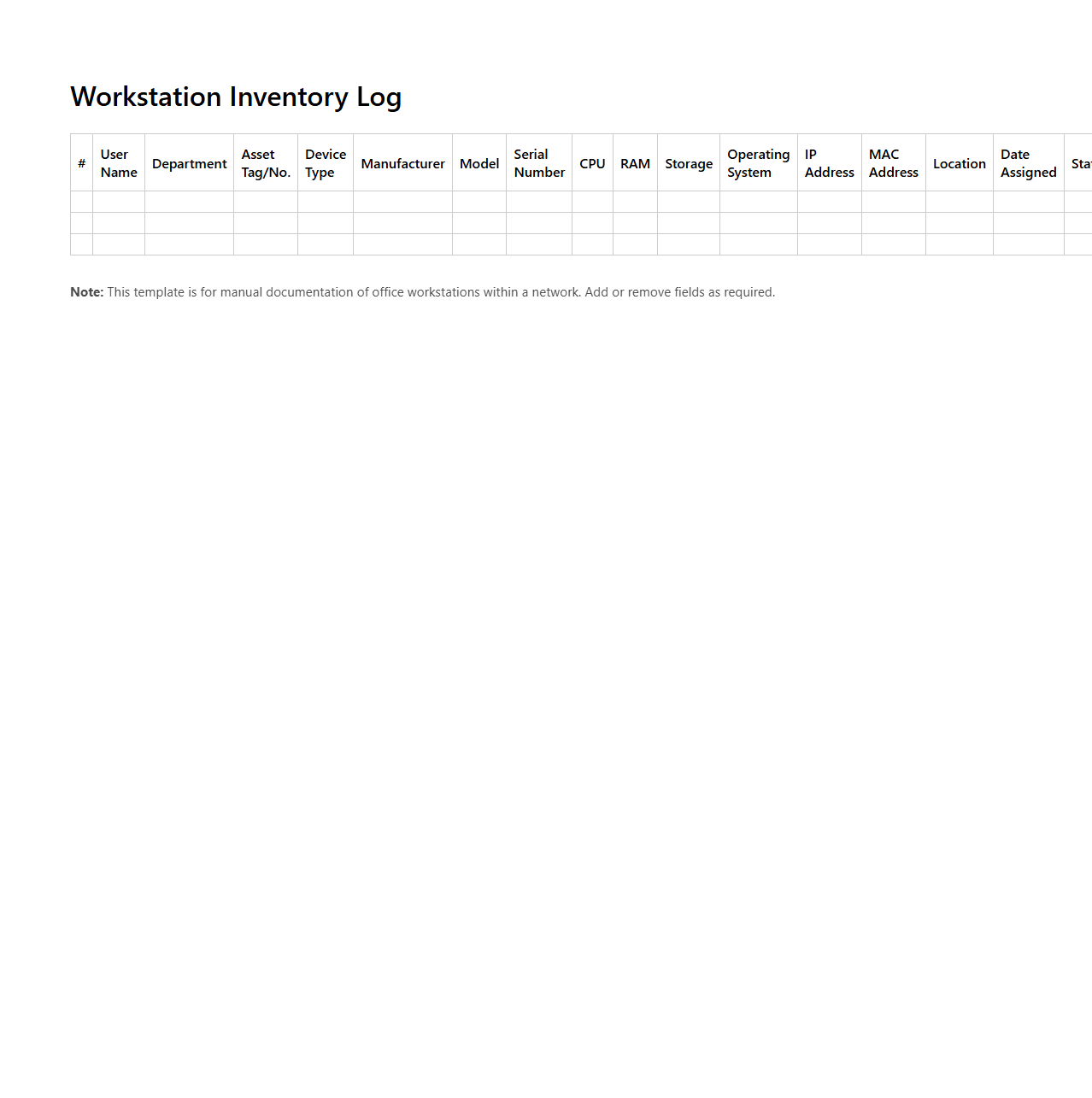 Workstation Inventory Log for Office Networks