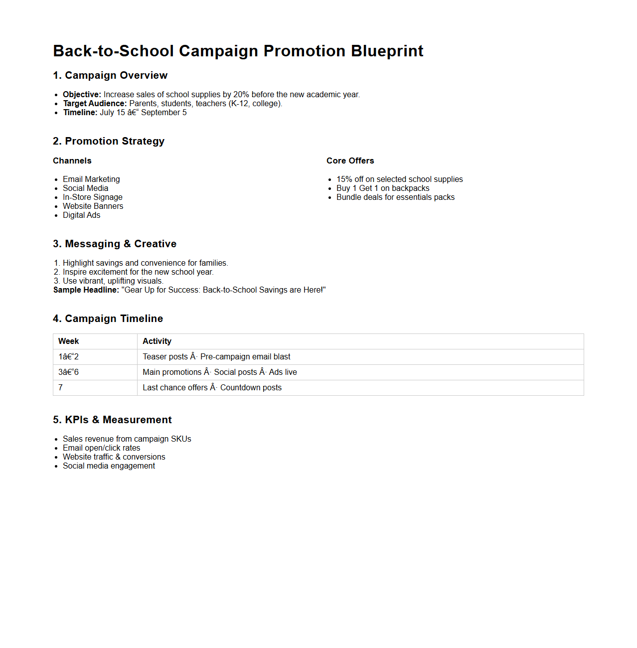 Back-to-School Campaign Promotion Blueprint