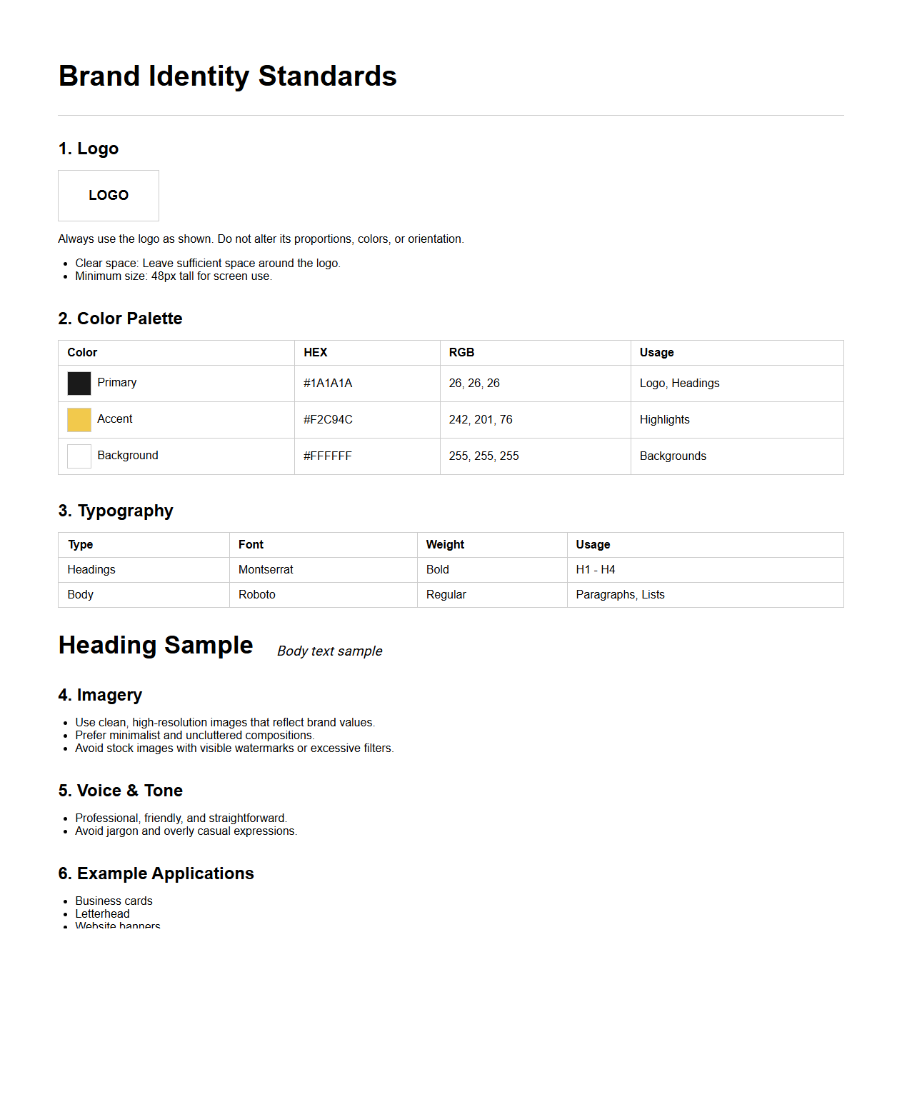 Brand Identity Standards Document Sample