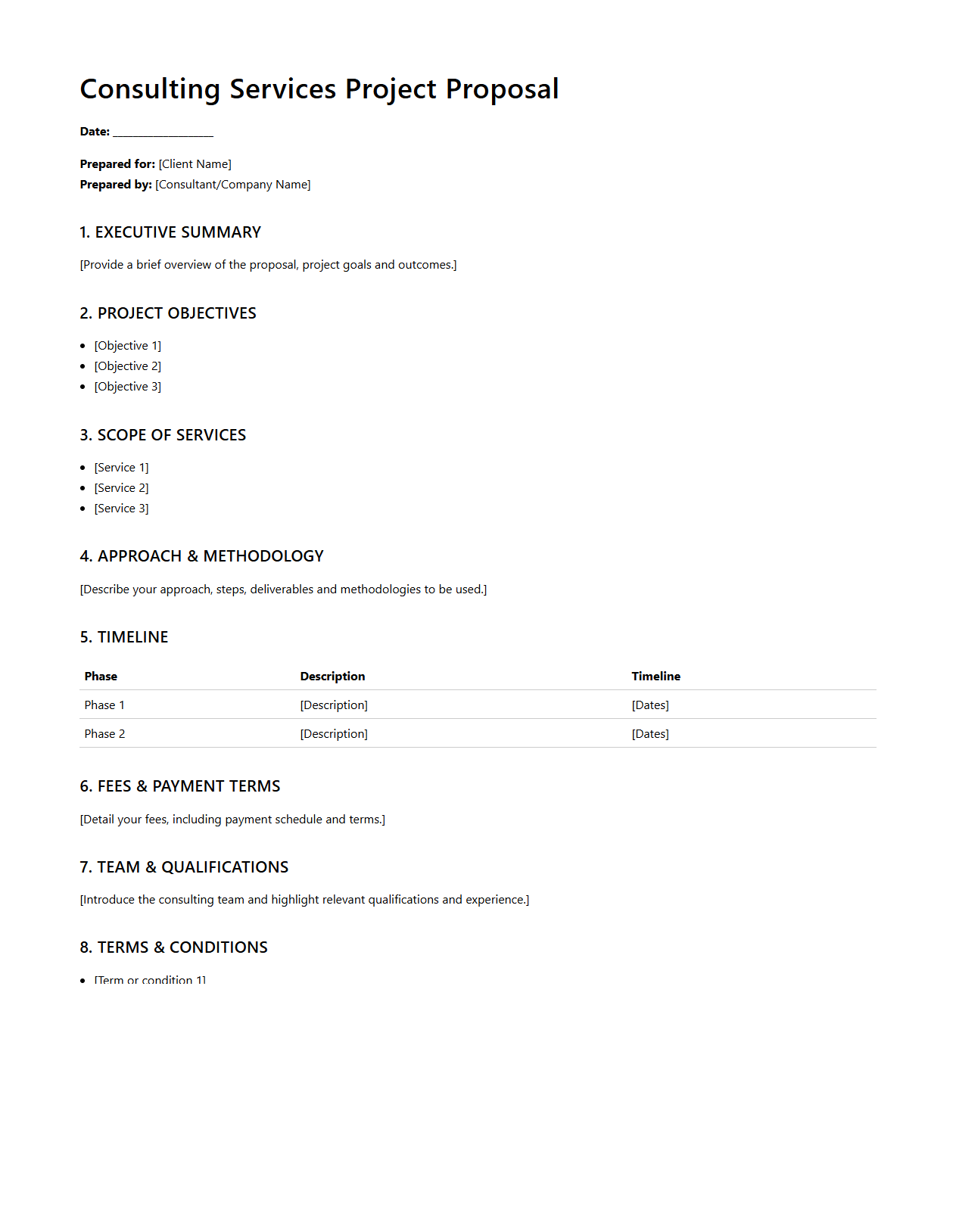 Consulting Services Project Proposal Template